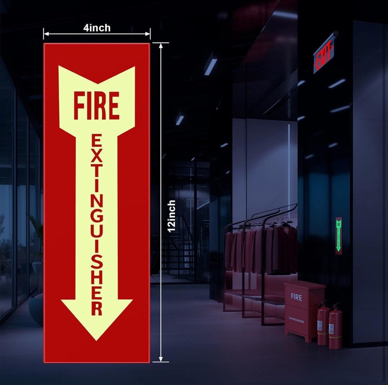 Glow-In-The-Dark Fire Extinguisher Sign – Adhesive
