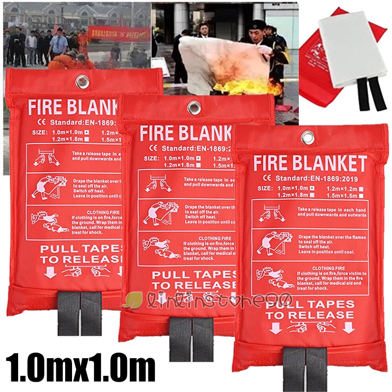 FIRE BLANKET Fiberglass Emergency Home Office Retardant Prepare LARGE 1/1.2/1.5m