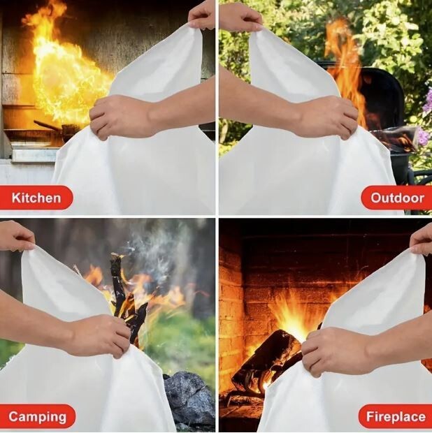 Fire Suppressor 2 Pack Blankets 39”x39” Large Fiberglass BBQ Kitchen Garage RV
