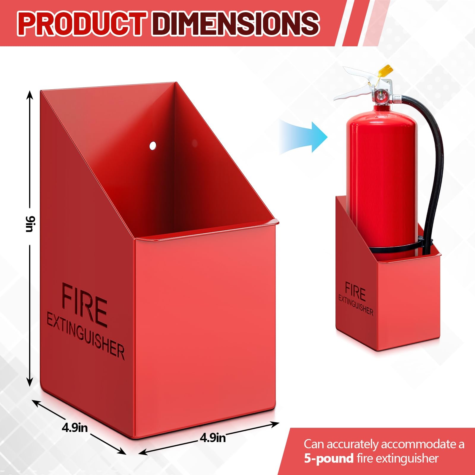Fire Extinguisher Mount Wall Hook Bracket Includes Screws Fits 5lb Red