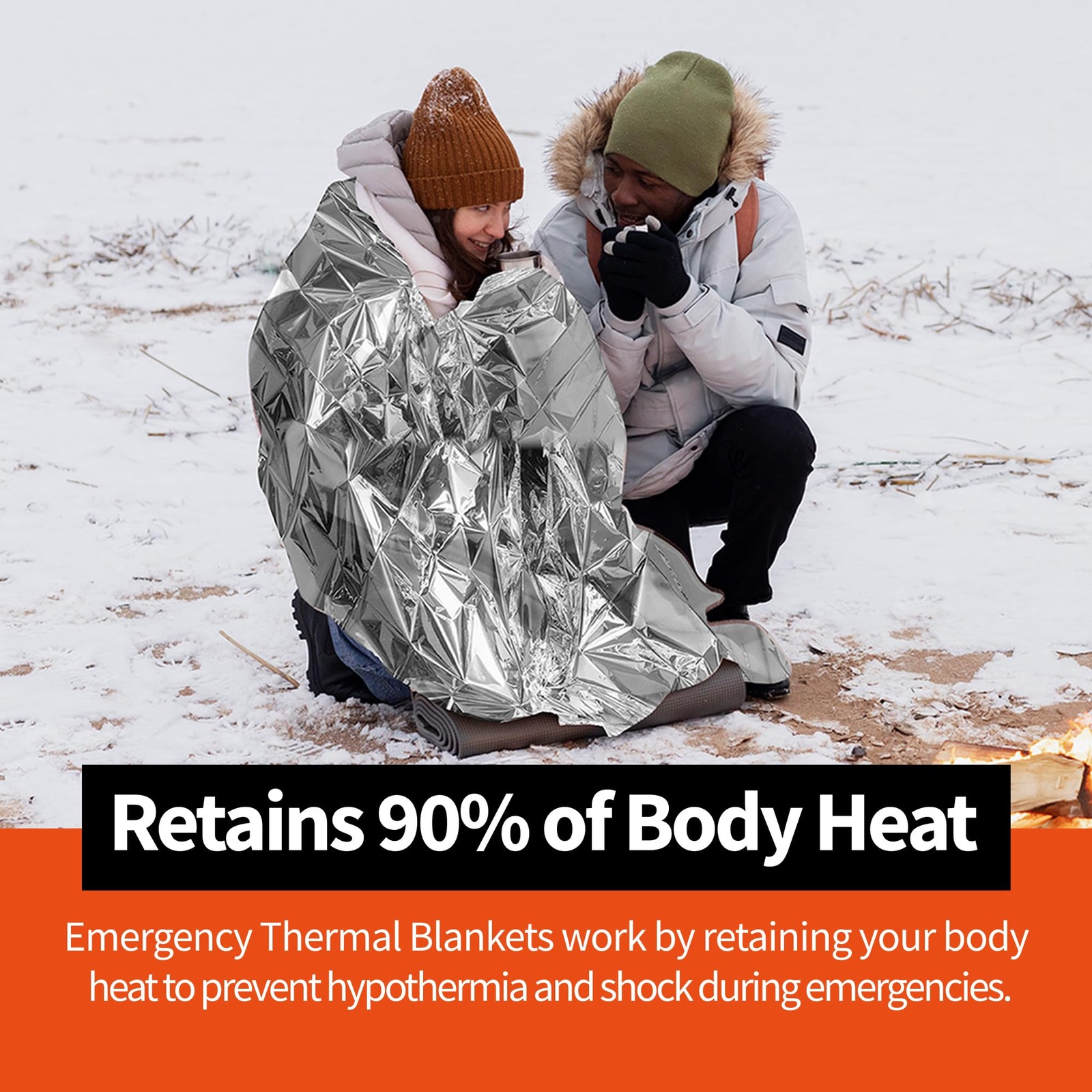 Emergency Thermal Blankets,4 Pack,Space Mylar Blanket Survival kit