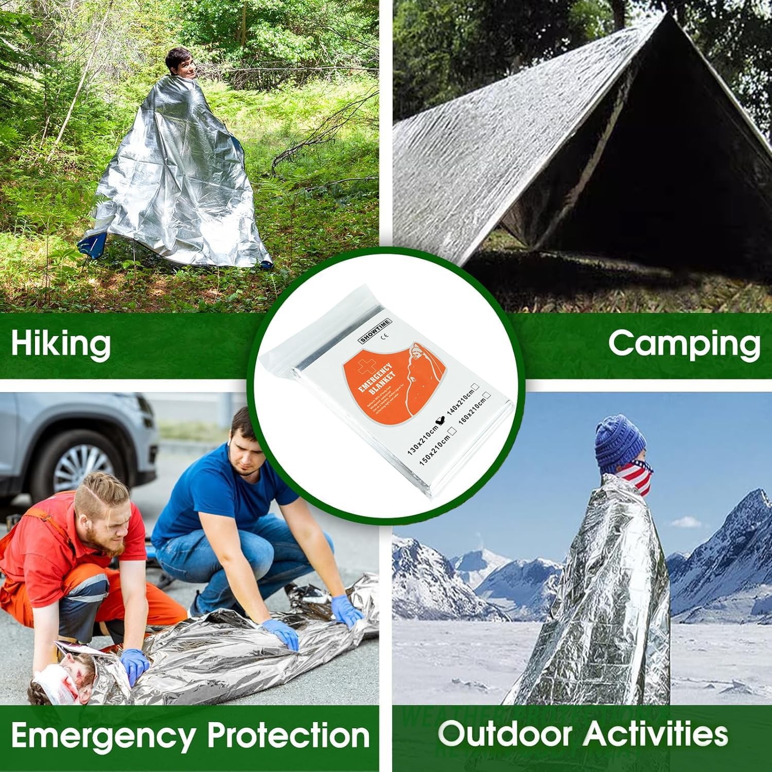 20 Pack Emergency Mylar Blanket, Silver, 83″ x 52″, Perfect for Outdoors, Hik…