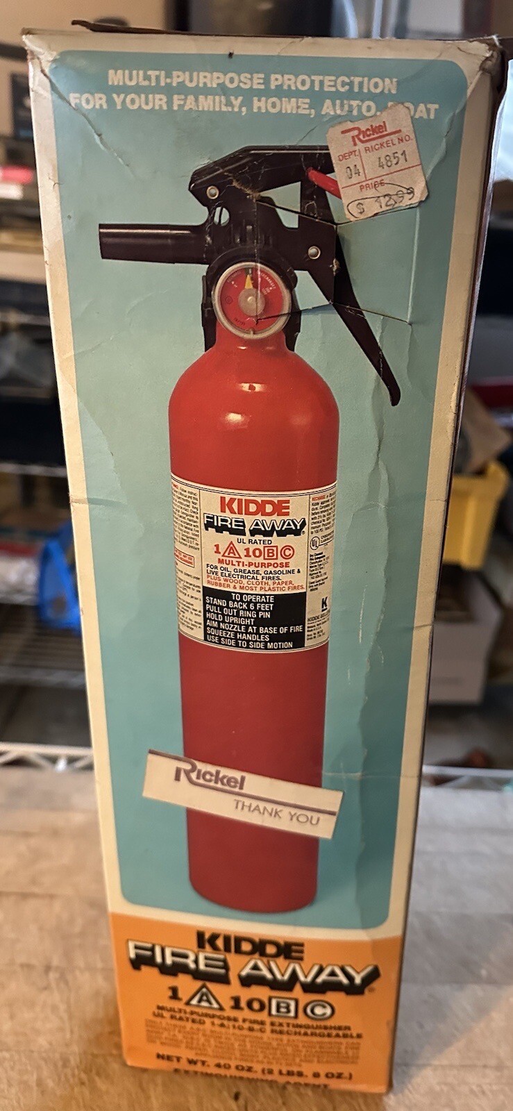 SEALED – VINTAGE KIDDE FIRE AWAY 897202 MULTI-PURPOSE FIRE EXTINGUISHER 1A10BC