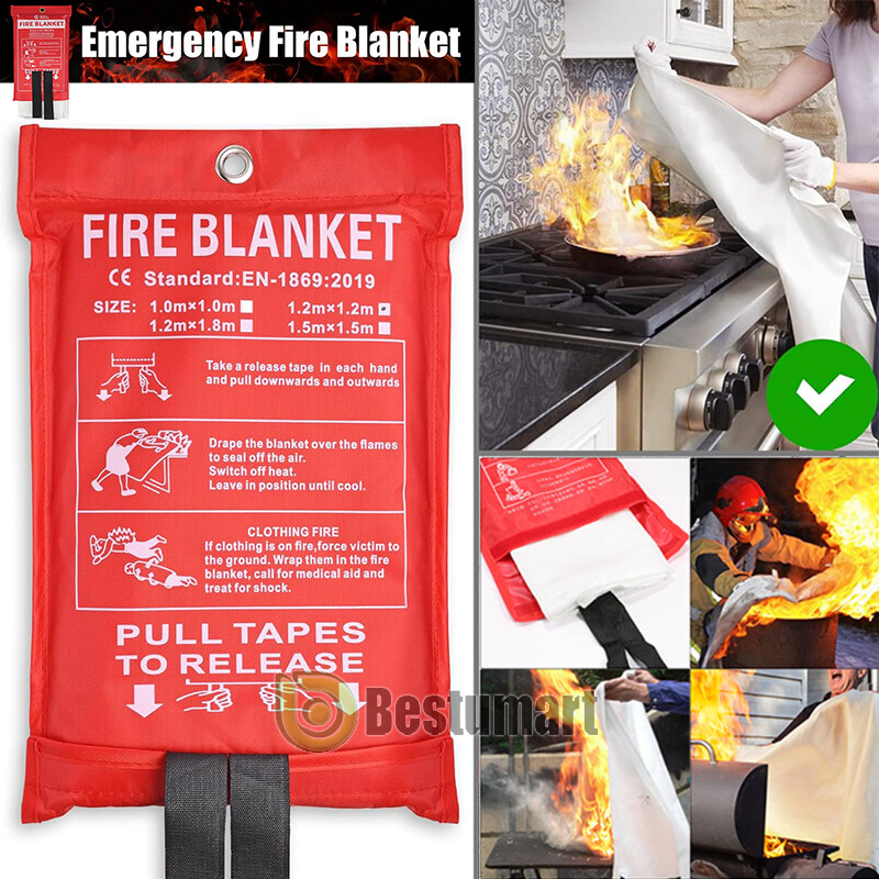 LARGE FIRE BLANKET 2-6Pack, 59”x59” Fiberglass Retardant Prepared Emergency