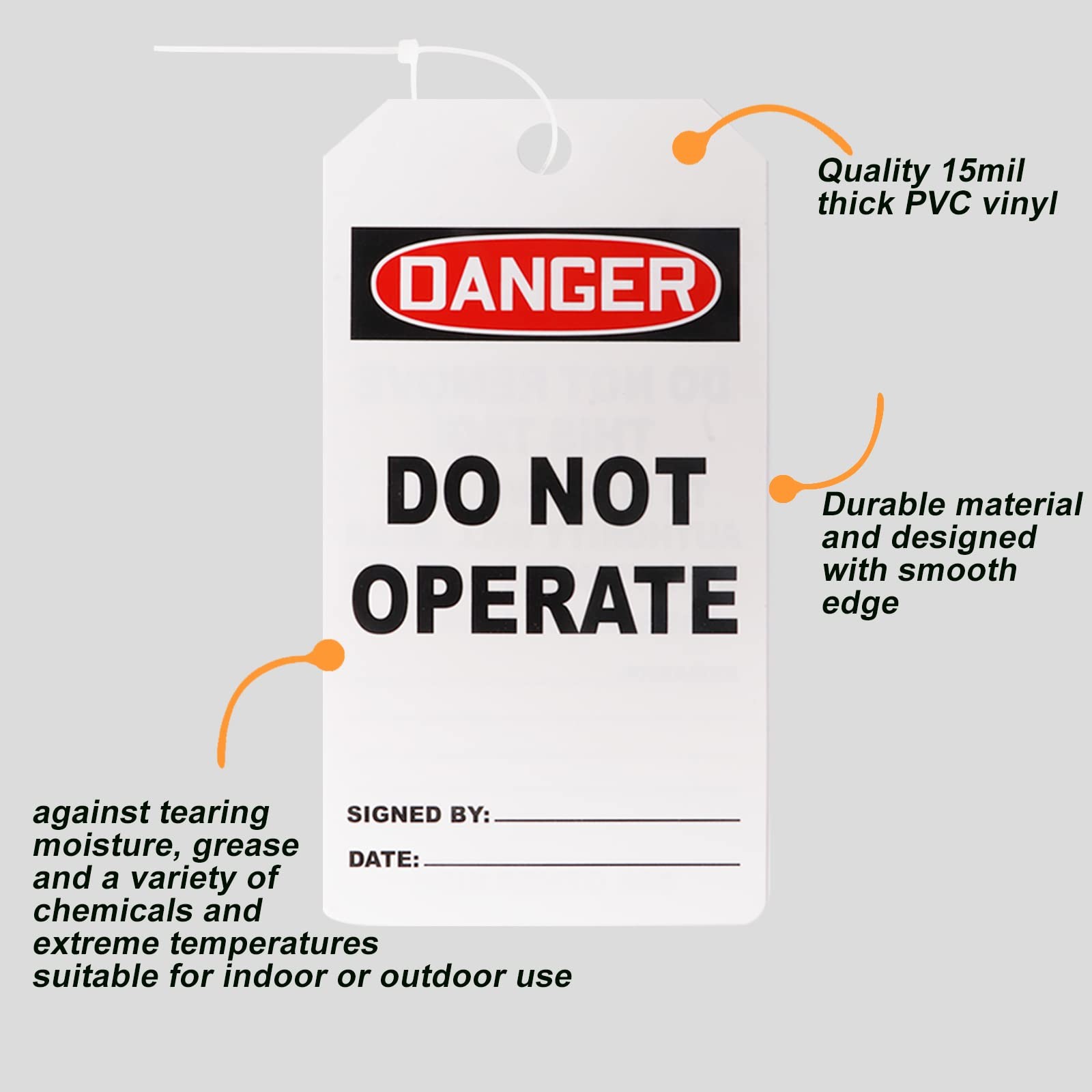 Red Danger Tags, Do Not Operate Tags with 25 Zip Ties, Do Not Remove The Tag …