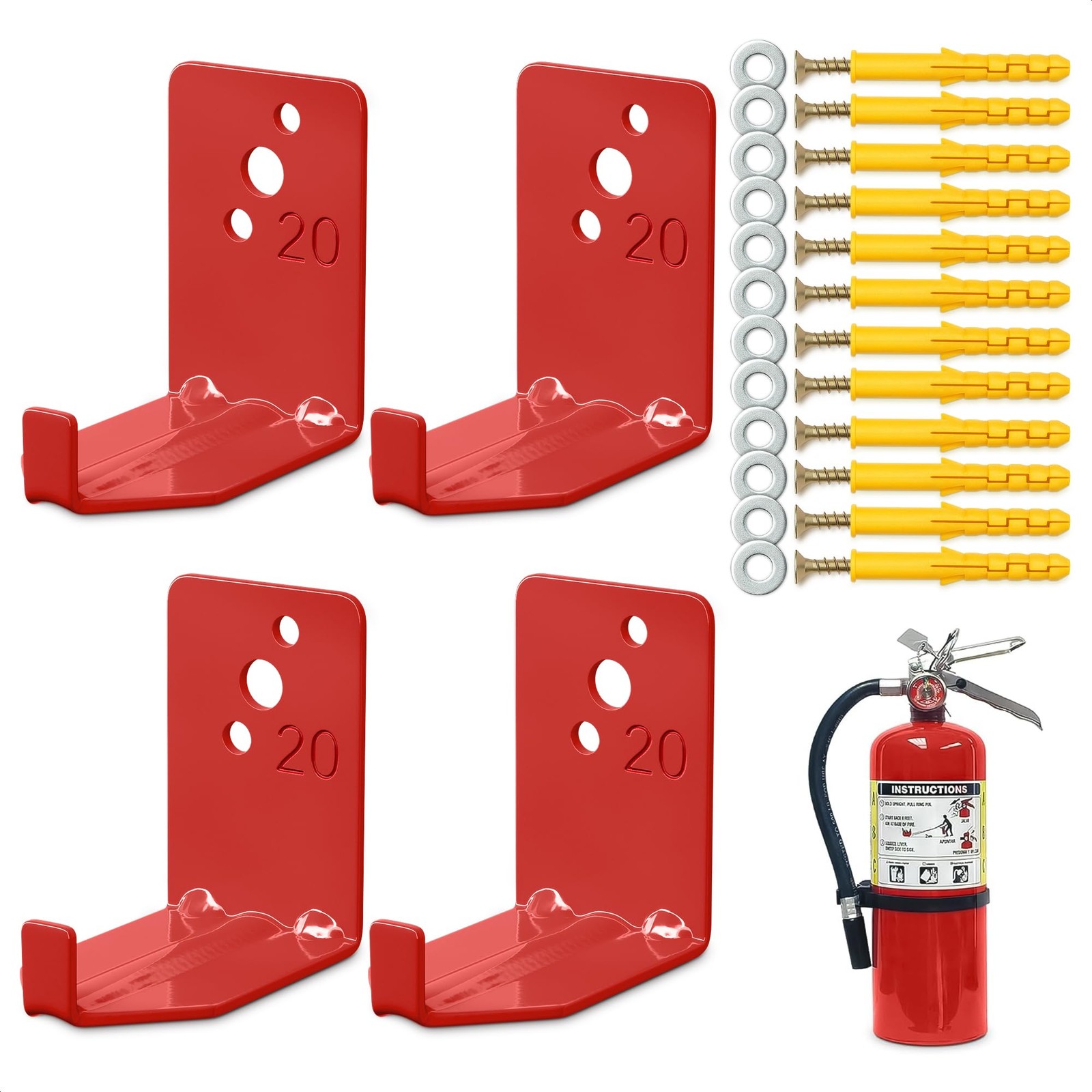 Set of 4 Fire Extinguisher Mount Bracket – 2.36″ × 1.57″ × 2.36″ Fire Extingu…