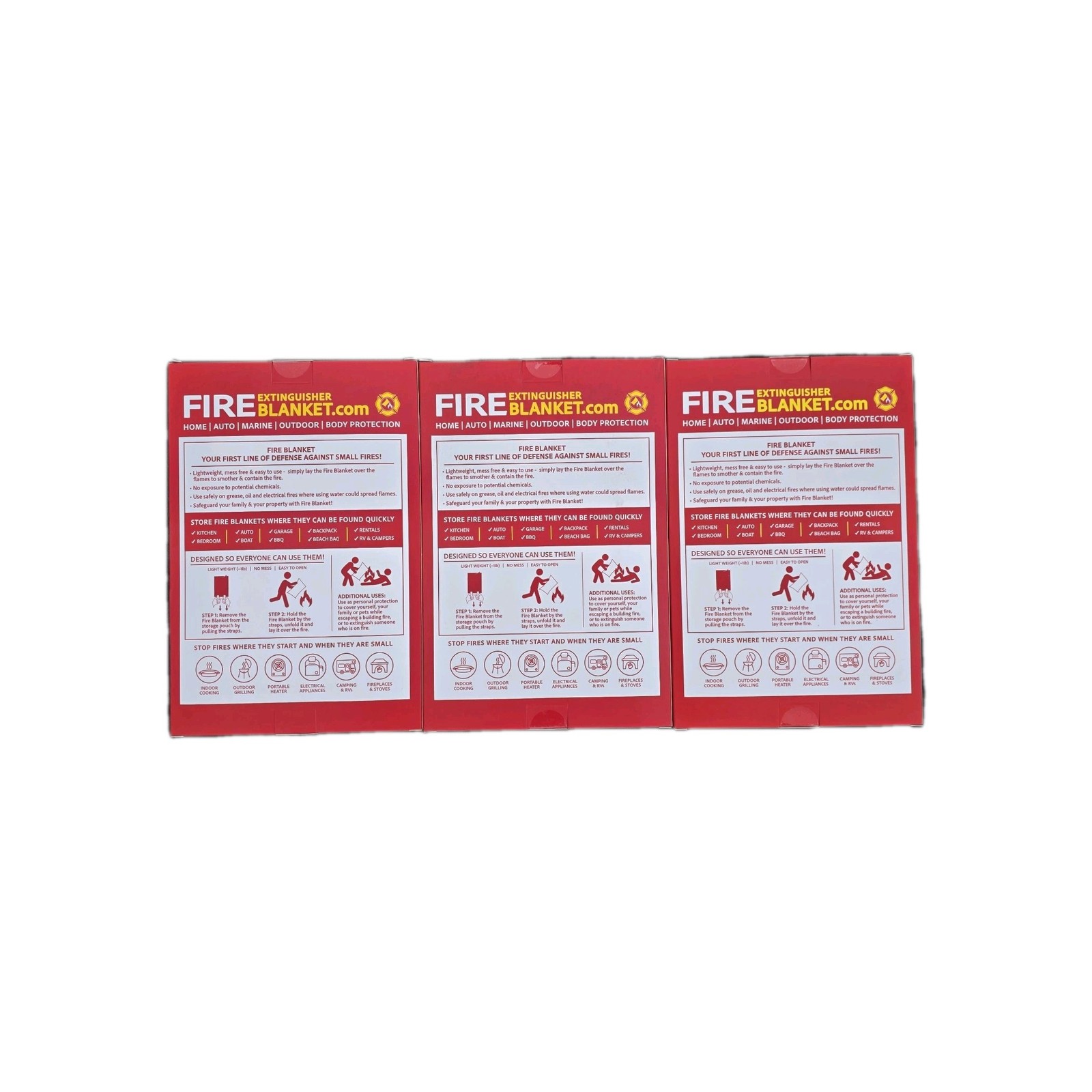 3x NEW 40×40 Fire Safety Blanket Fireproof for Home Auto Marine Outdoor Or Body