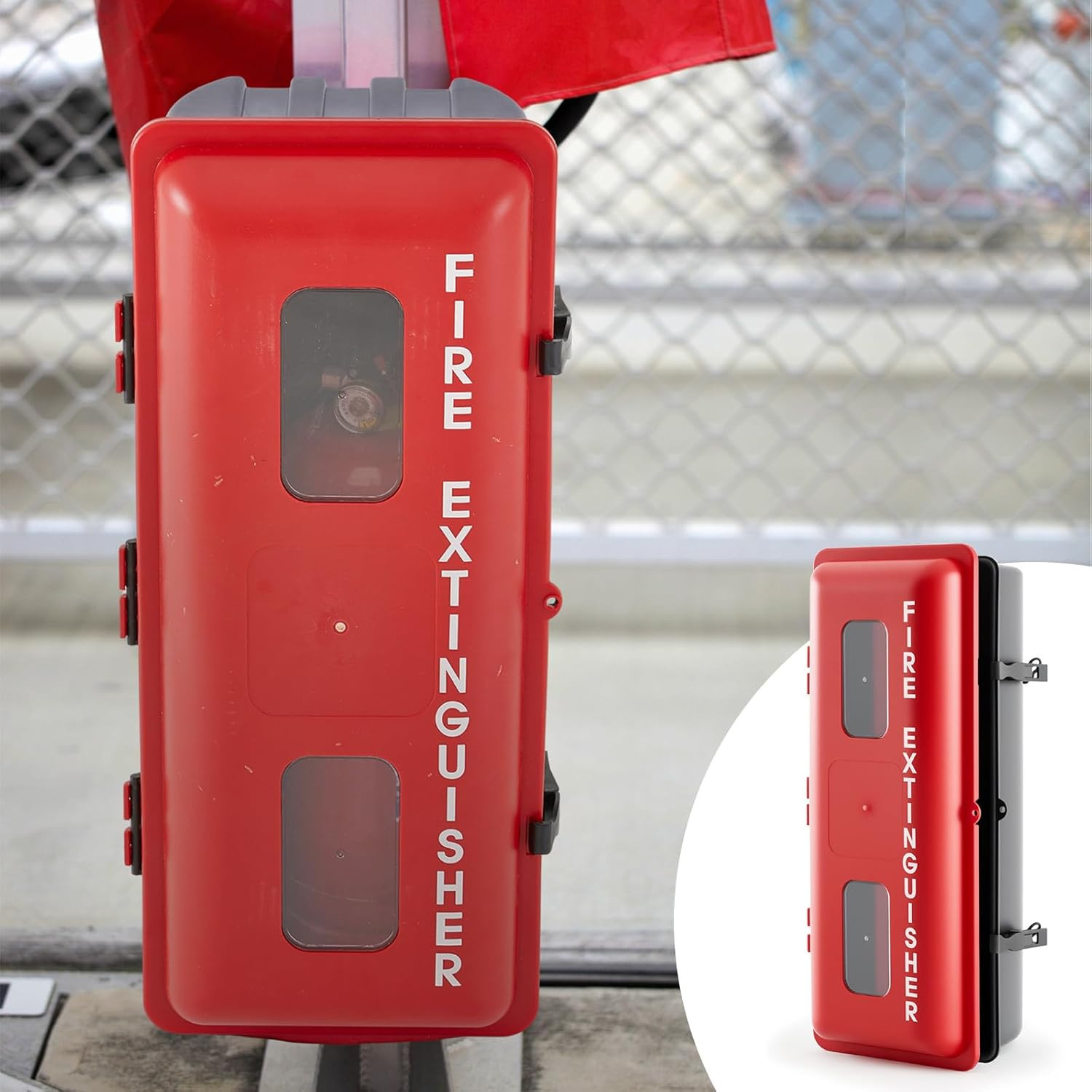 1 Pcs 10 Lb Fire Extinguisher Cabinet Box with Internal Rope Fastening and Exter