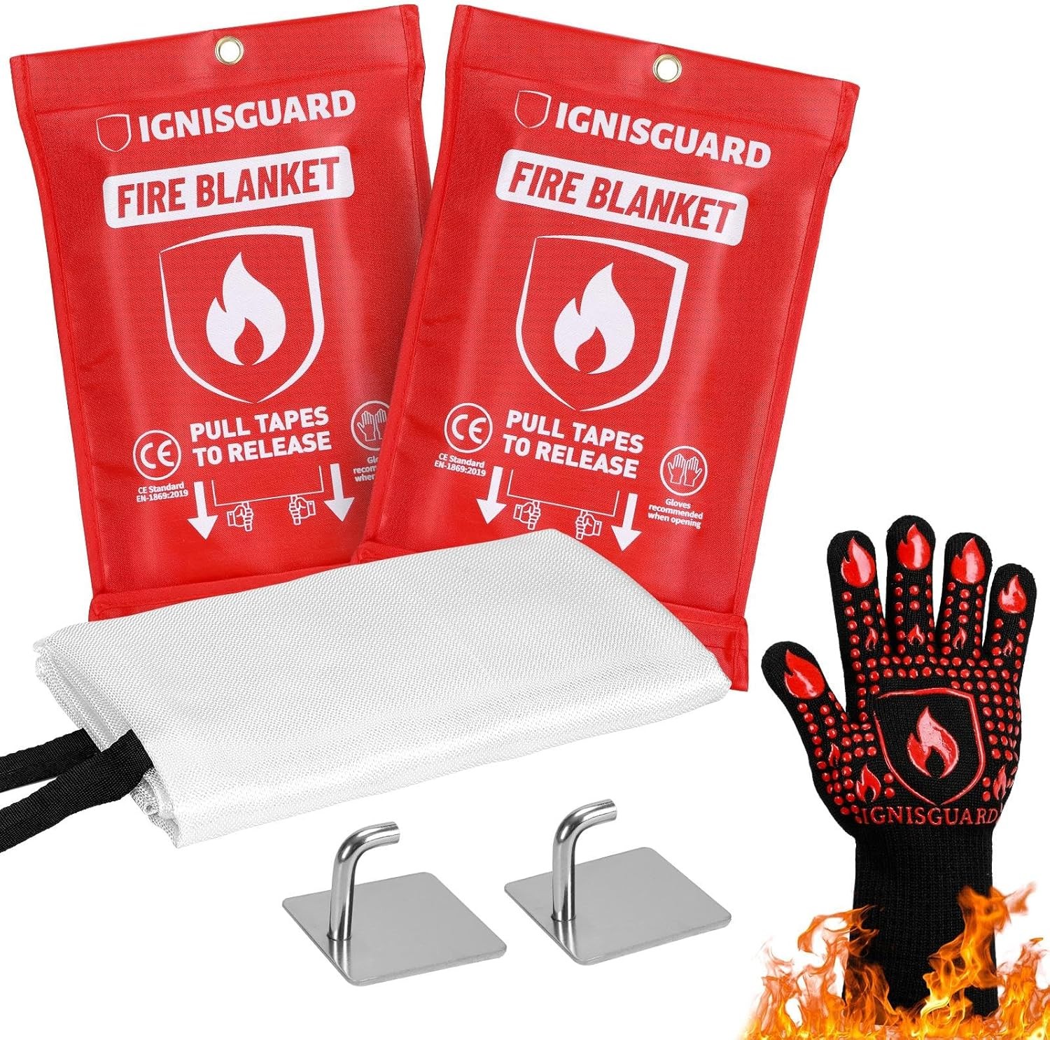 Fire Blankets Emergency Home 1 Pack 40″x40″ Fiberglass Emergency Fire Blanket