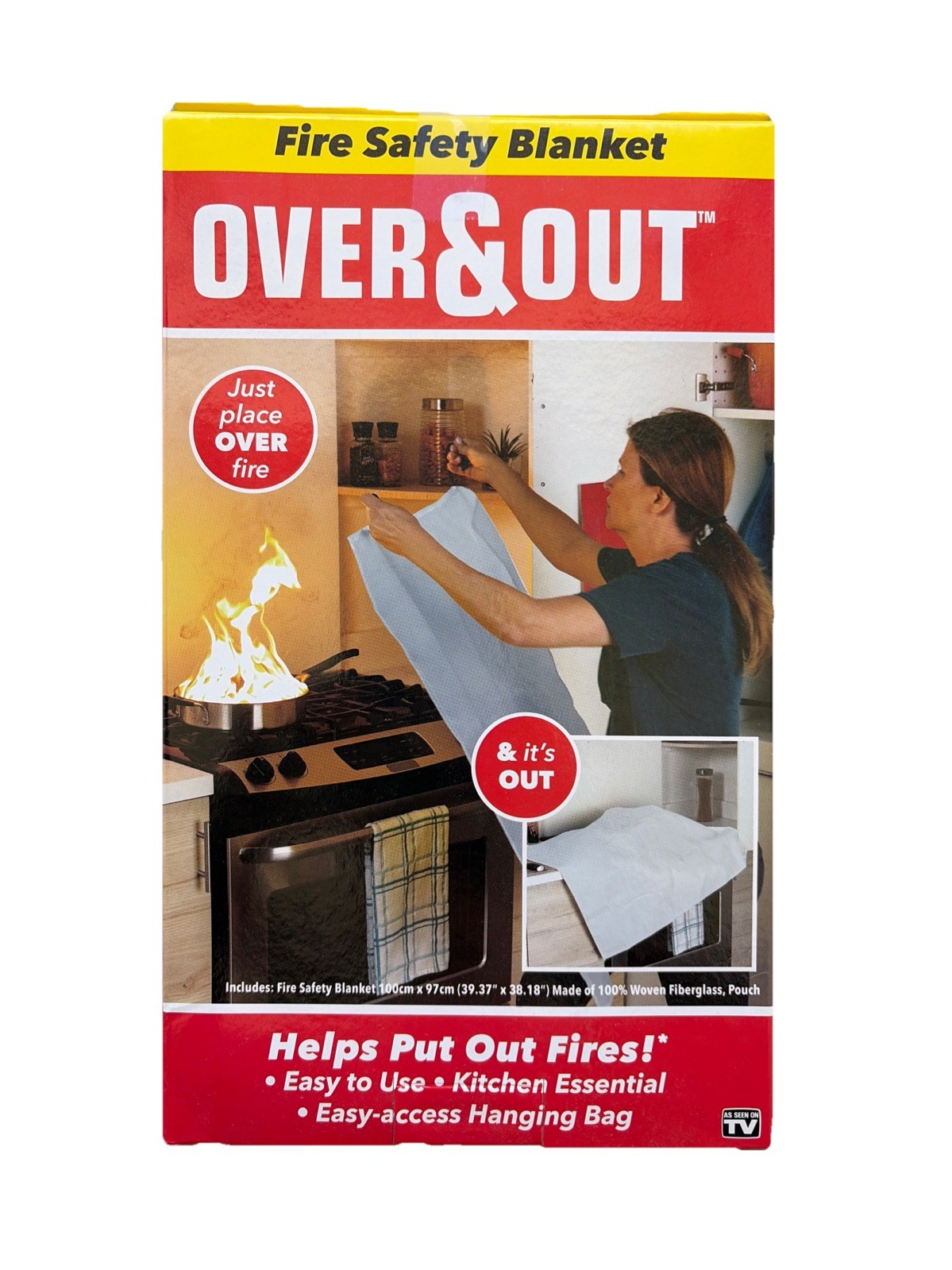 Over & Out Fire Safety Blanket 39.37 x 38.18 Kitchen Home New in Box