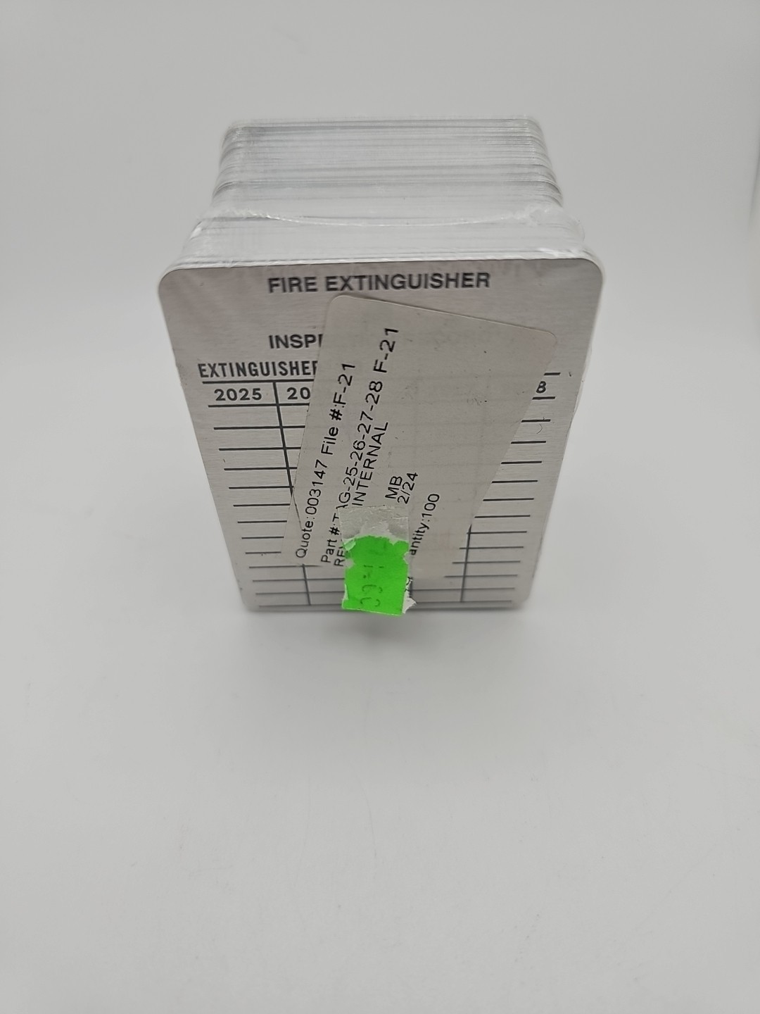 100-METAL FIRE EXTINGUISHER 4-YEAR INSPECTION TAGS 2025 – 2028 Sealed (D2)