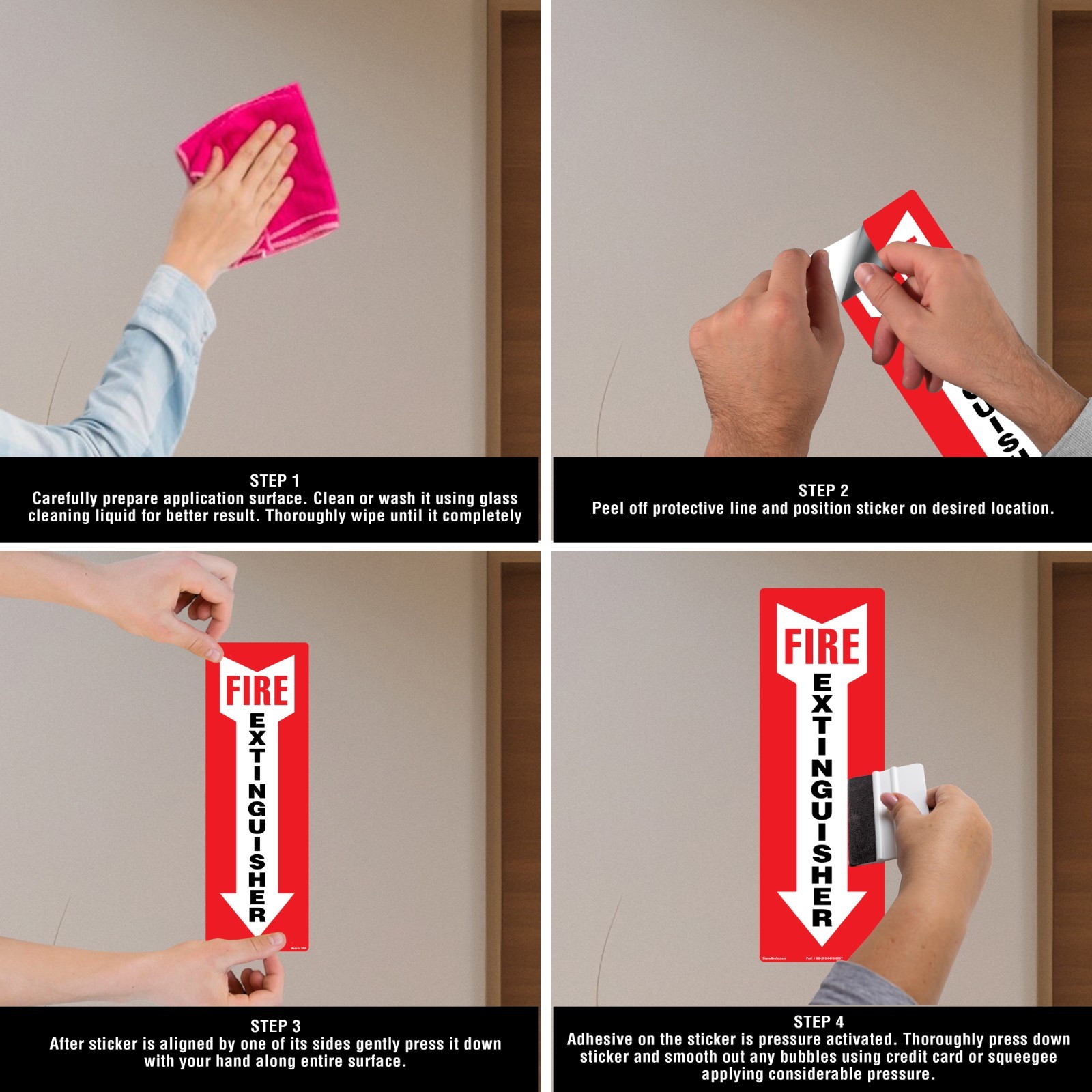 SIGNOGRAFX Fire Extinguisher Sticker Sign,5 Pack 4×12 In Fire Extinguisher Sign