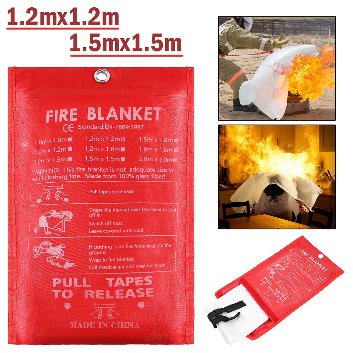 Fire Extinguishing Blanket 2/4/8Pack Fiberglass Emergency Home Retardant 59″x59″