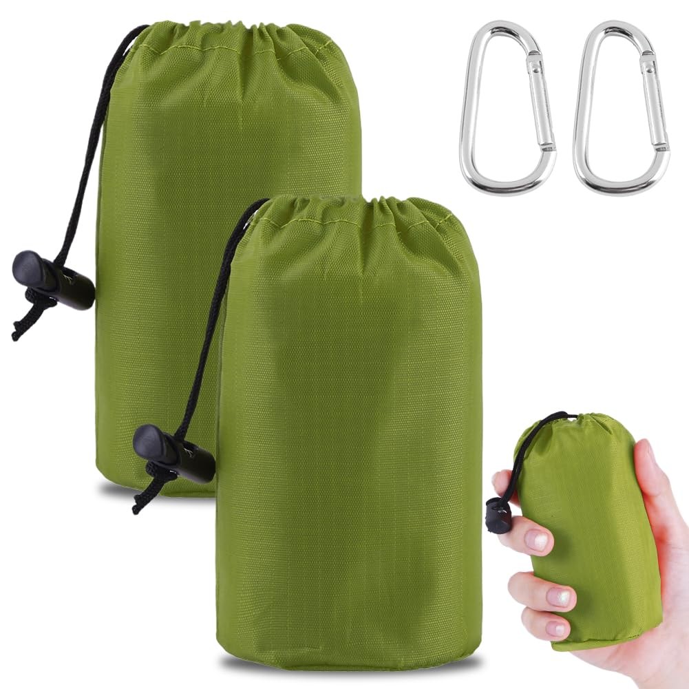 Emergency Sleeping Bag 2 Pack Portable Emergency Blanket for Survival Gear, T…