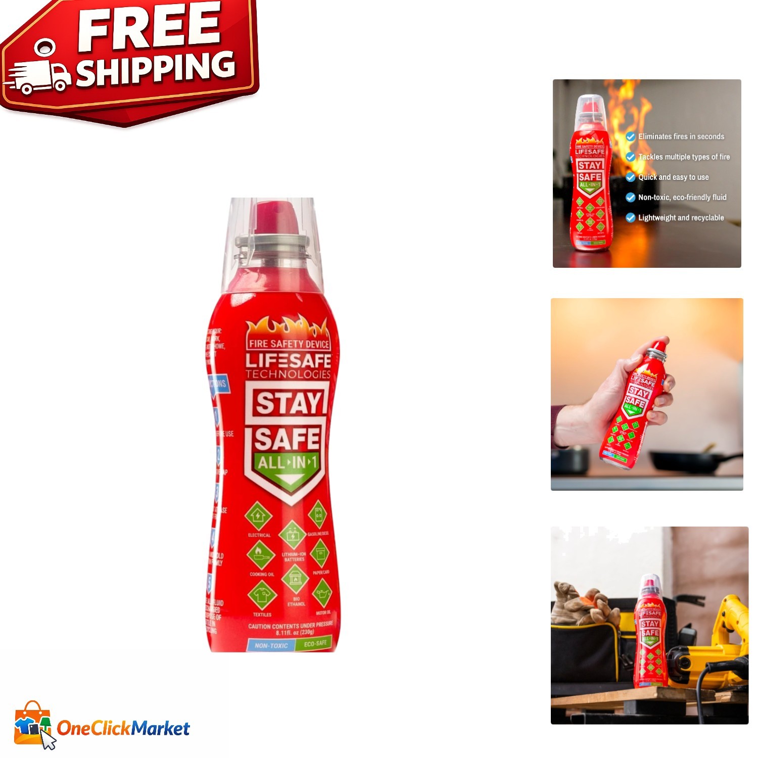 Compact All-in-1 Fire Extinguisher – Non-Toxic Solution for Home Fire Safety