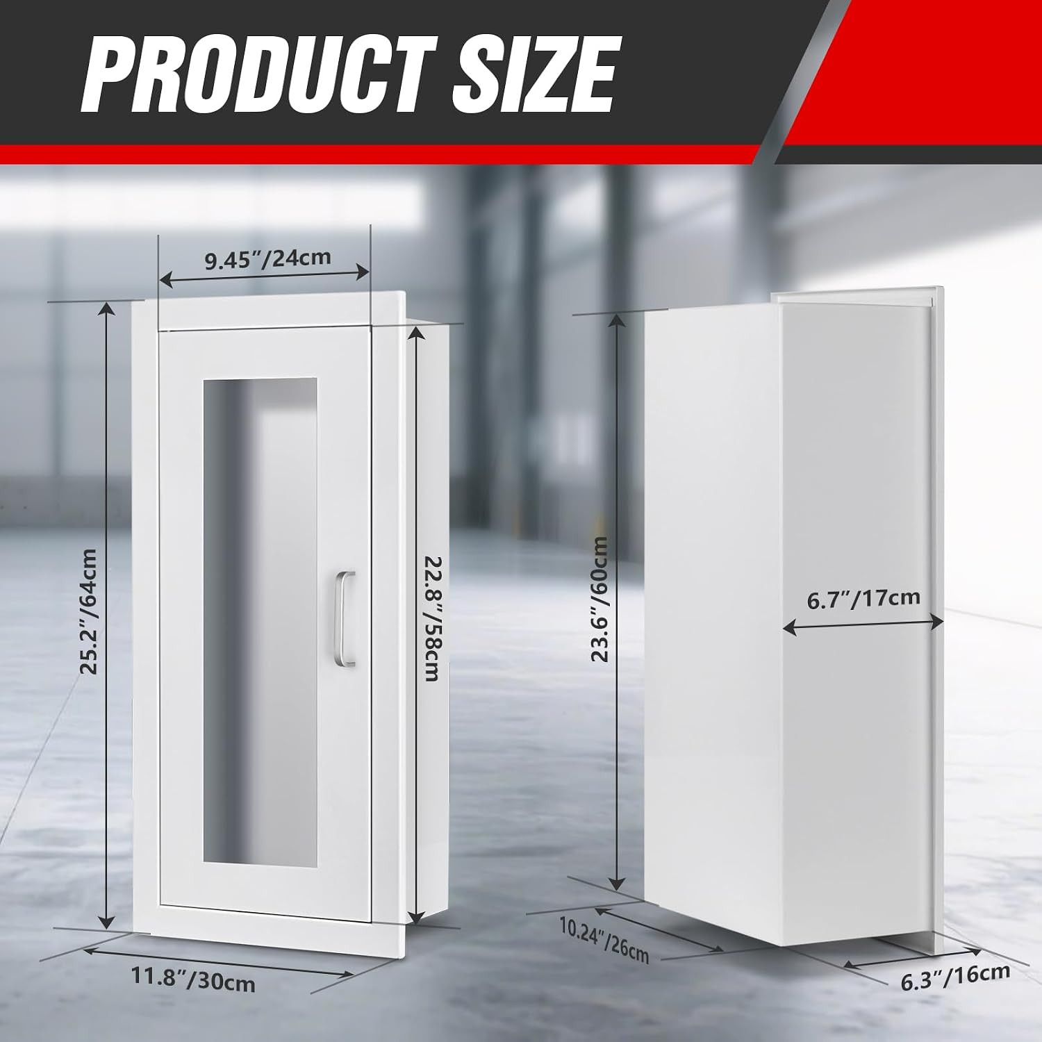 Semi Recessed Fire Extinguisher Cabinet for 5-12 Pounds Extinguisher, White Stee