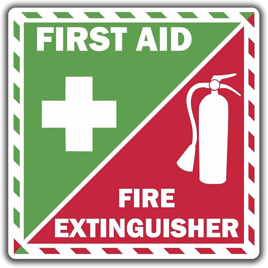 🎯FIRE EXTINGUISHER First Aid Sign Sticker Decal Emergency Safety (10) Pack