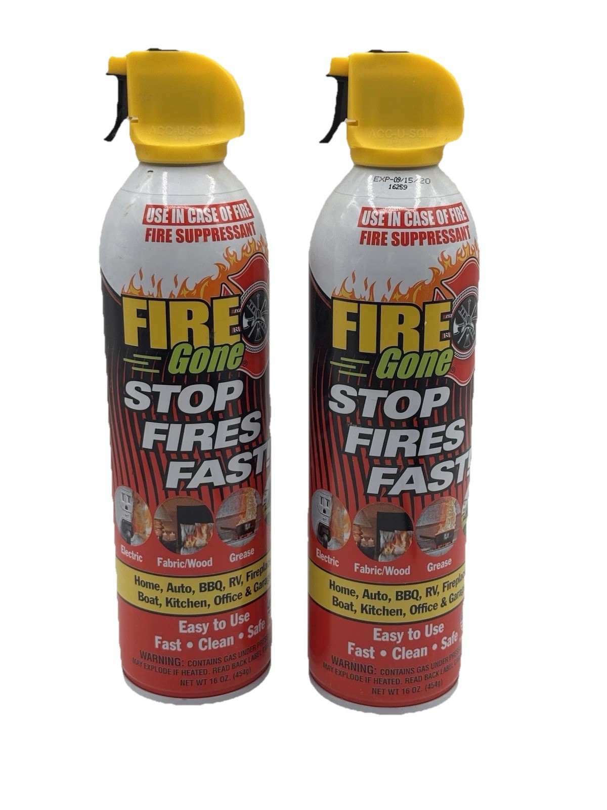 2 Pack Max Pro Fire Gone Suppressant/Extinguisher 16 oz. ea EXPIRED 2020