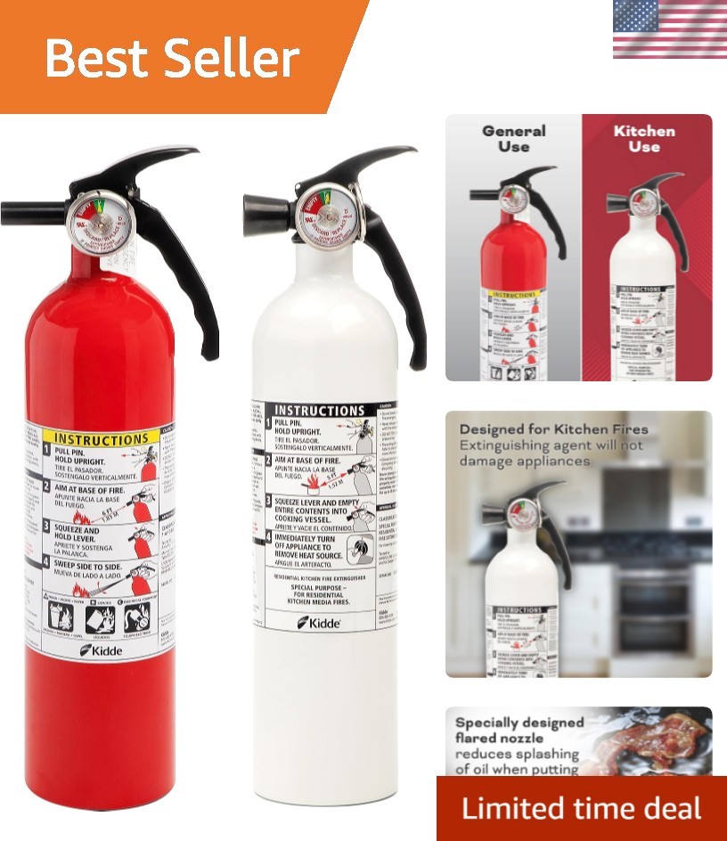 Kitchen Fire Extinguishers for Home & Office Use, 2 Pack: One 1-A:10-B:C and …