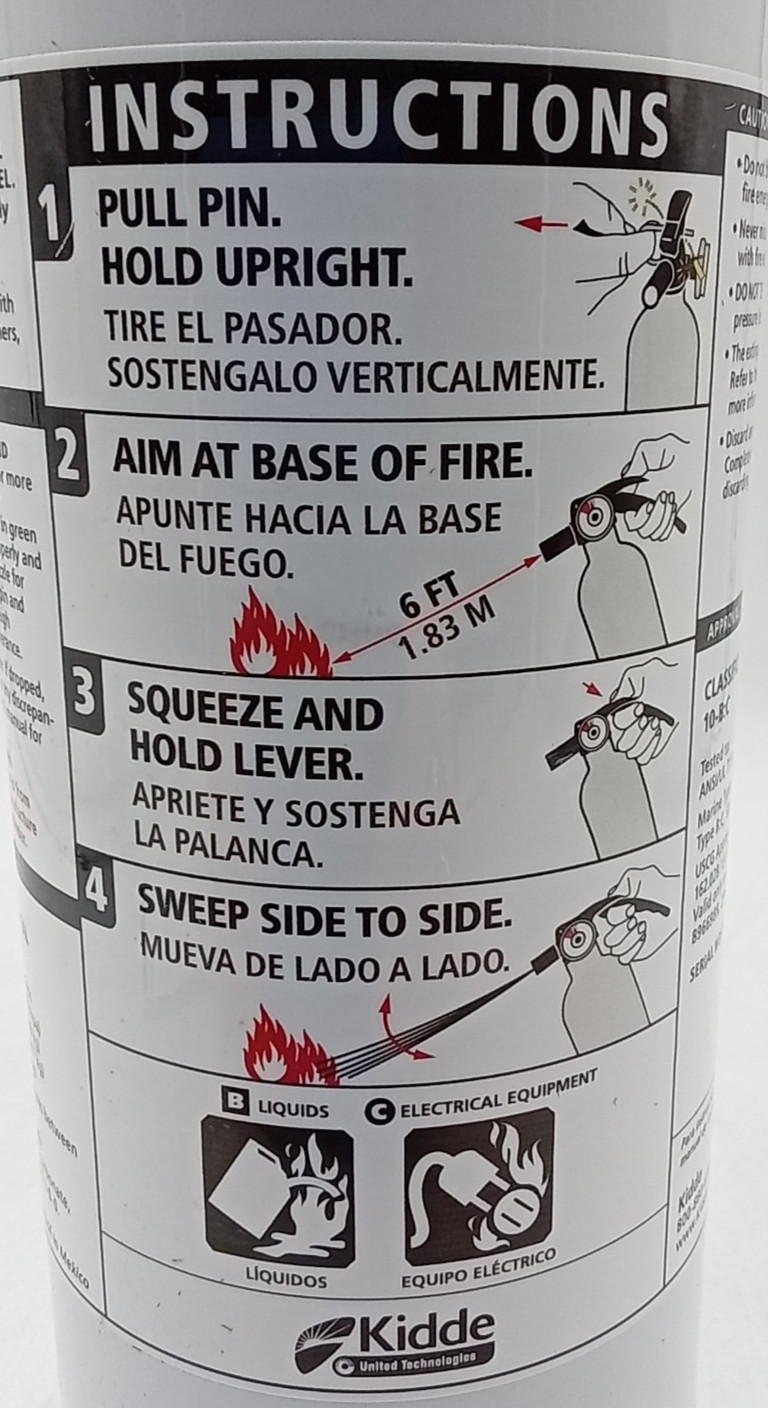 10-B:C Fire Extinguisher with Metal Valve White Marine Boat Auto Vehicle Safety
