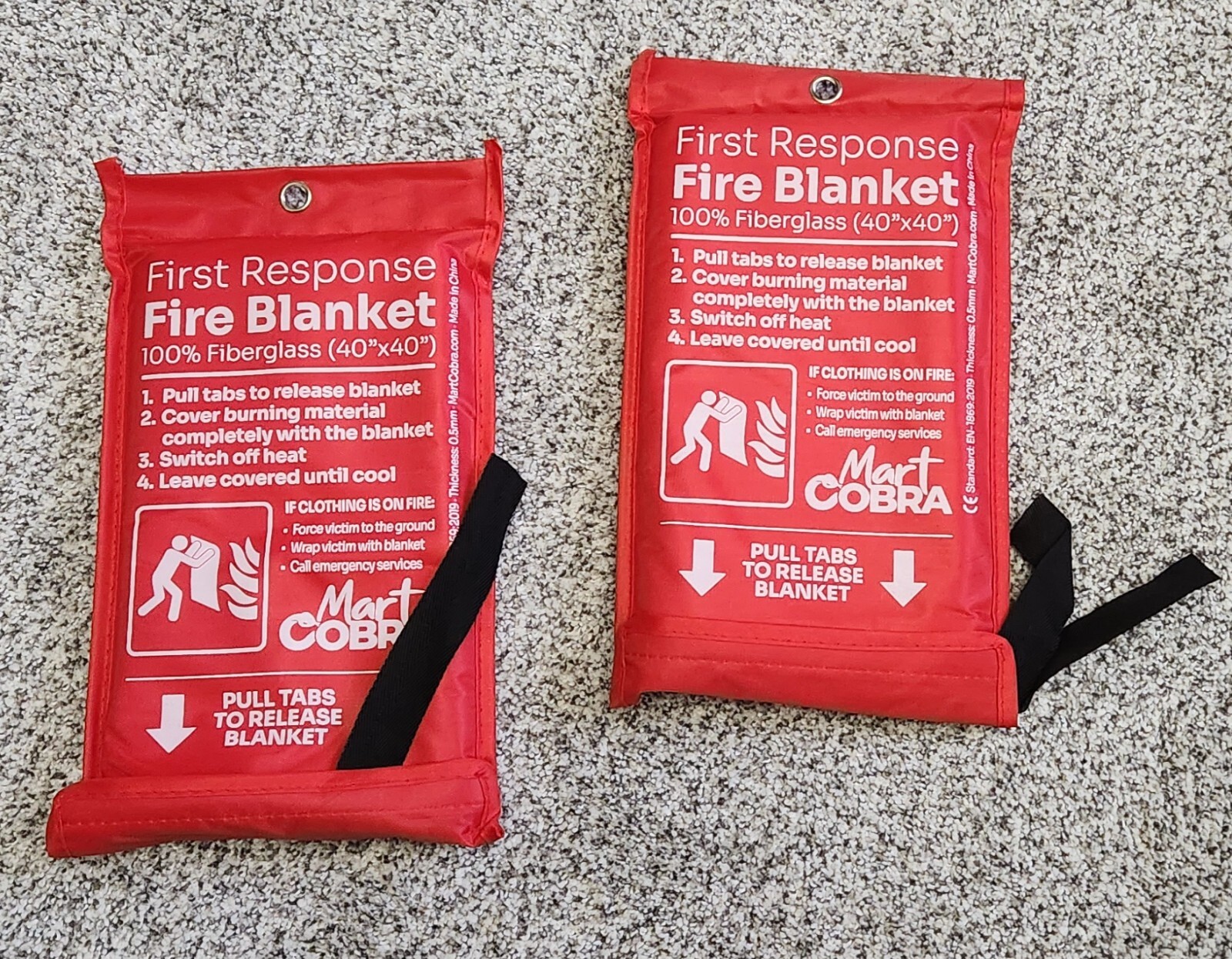 NEW 2 PACK FIRE BLANKET Fiberglass Hero Emergency Home Retardant 40 x 40 Kitchen