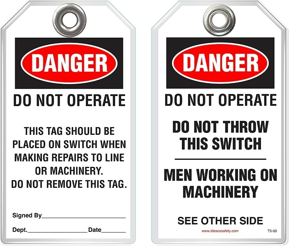 Idesco Safety T550A Fire Extinguisher Safety Tag, English, Rigid Plastic 10pcs