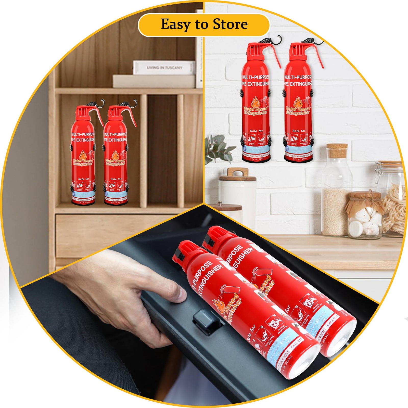 Fire Extinguisher for Home with Mount, 2 Pack Upgraded 8-in-1 Portable Fire E…