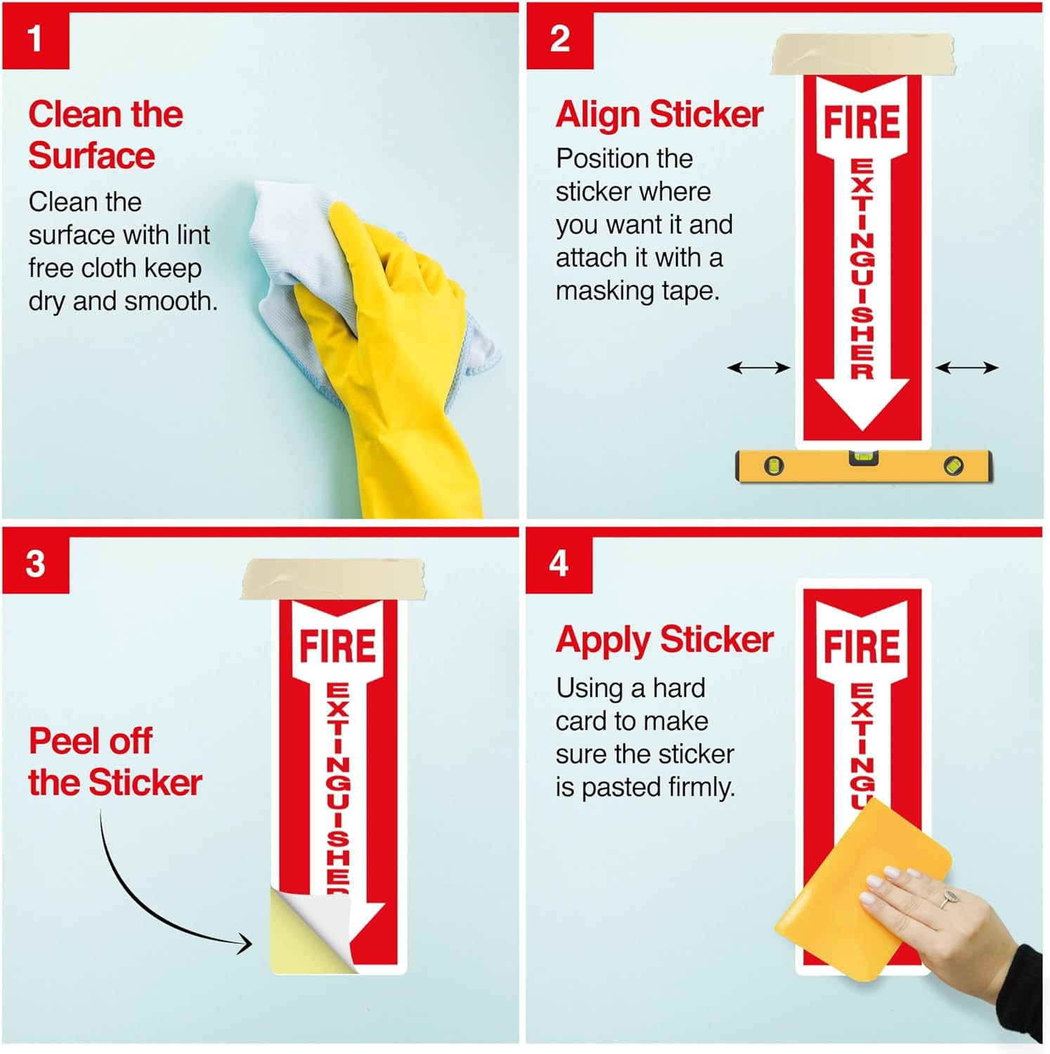 Pack of 12 Fire Extinguisher Stickers 4″x 12″- 5 Mil Vinyl – Fire Extinguisher S