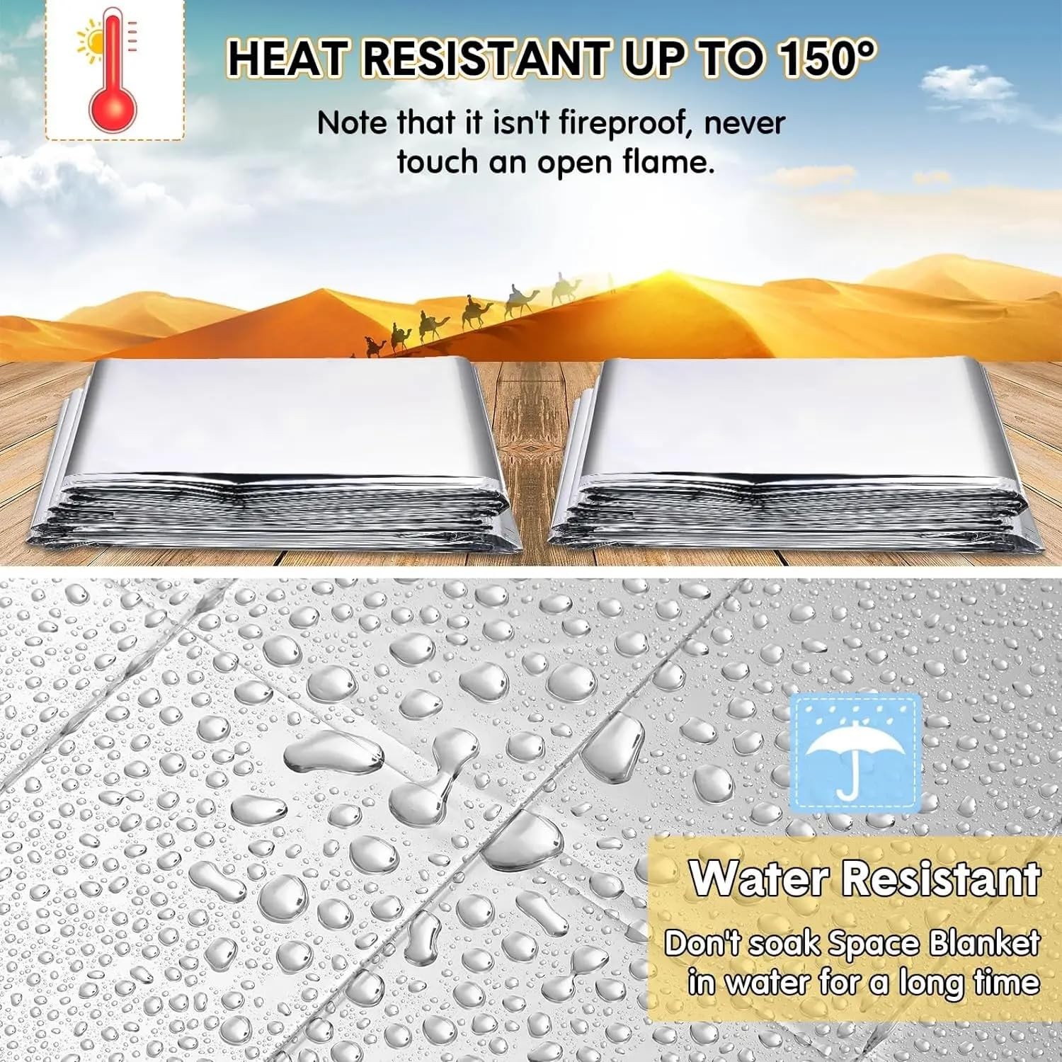 Emergency Survival Blanket, Mylar Thermal Blanket, Gigantic Space Blanket 82″…