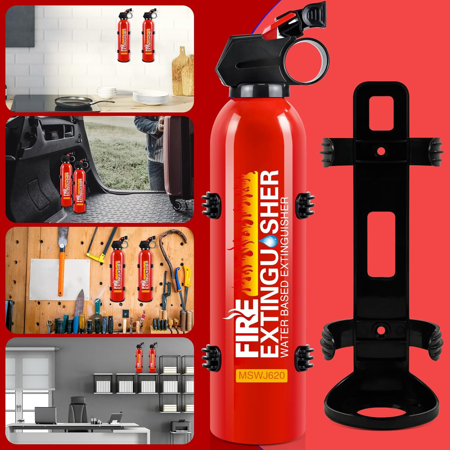 4 Pack Fire Extinguisher for Home with Wall Mount – 620Ml Portable Fire Extingui