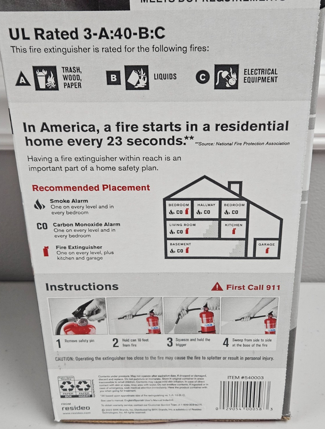 First Alert Heavy Duty Fire Extinguisher Professional Commercial Grade FE3A40GR