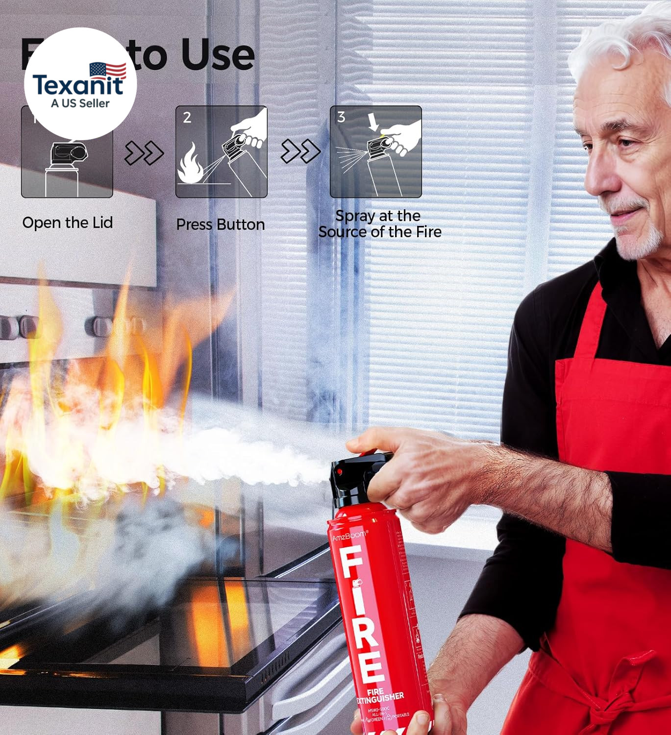 2-Pack Fire Extinguisher for Home, Kitchen, Car, and Grill with Mounting Bracket