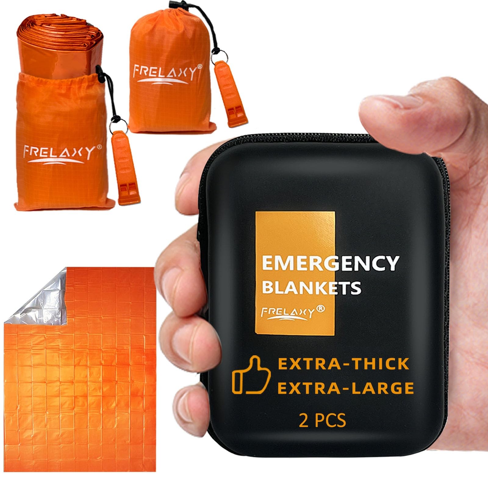 Frelaxy Emergency Blanket 2-Pack/4-Pack, Extra-Thick Extra-Large Space Blanke…