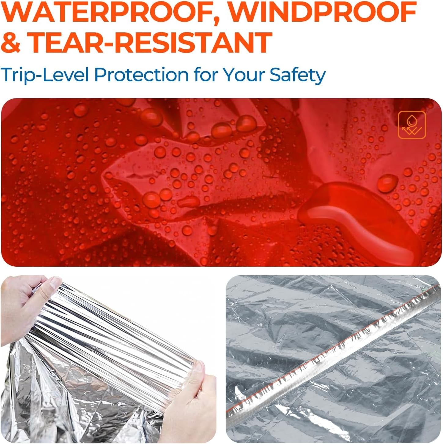 4 Pack Emergency Mylar Blanket Poncho | Waterproof Rain Ponchos | Reusable Pa…