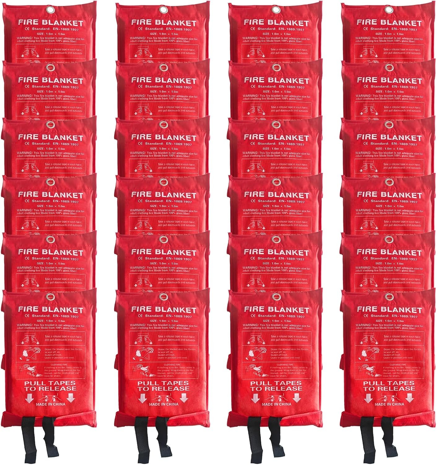 24 Packs Fire Blanket – 39.37×39.37 Inches 1100℉ Heat Resistant Emergency Fire