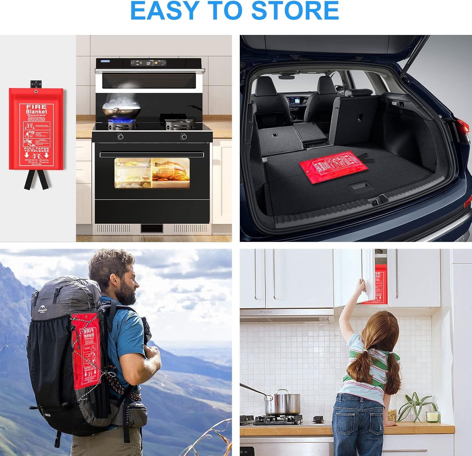 Emergency Fire Blanket for Kitchen/Home//Car, 1 Pack 39.37” x 39.37”Fire Safety