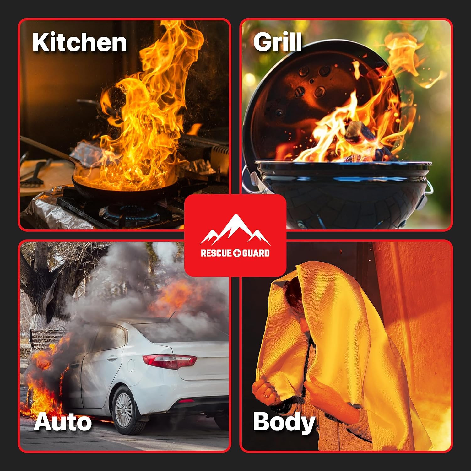 Fire Blanket 2 Pack 40”X40” – Fire Blankets Emergency for Home and Kitchen – Eme