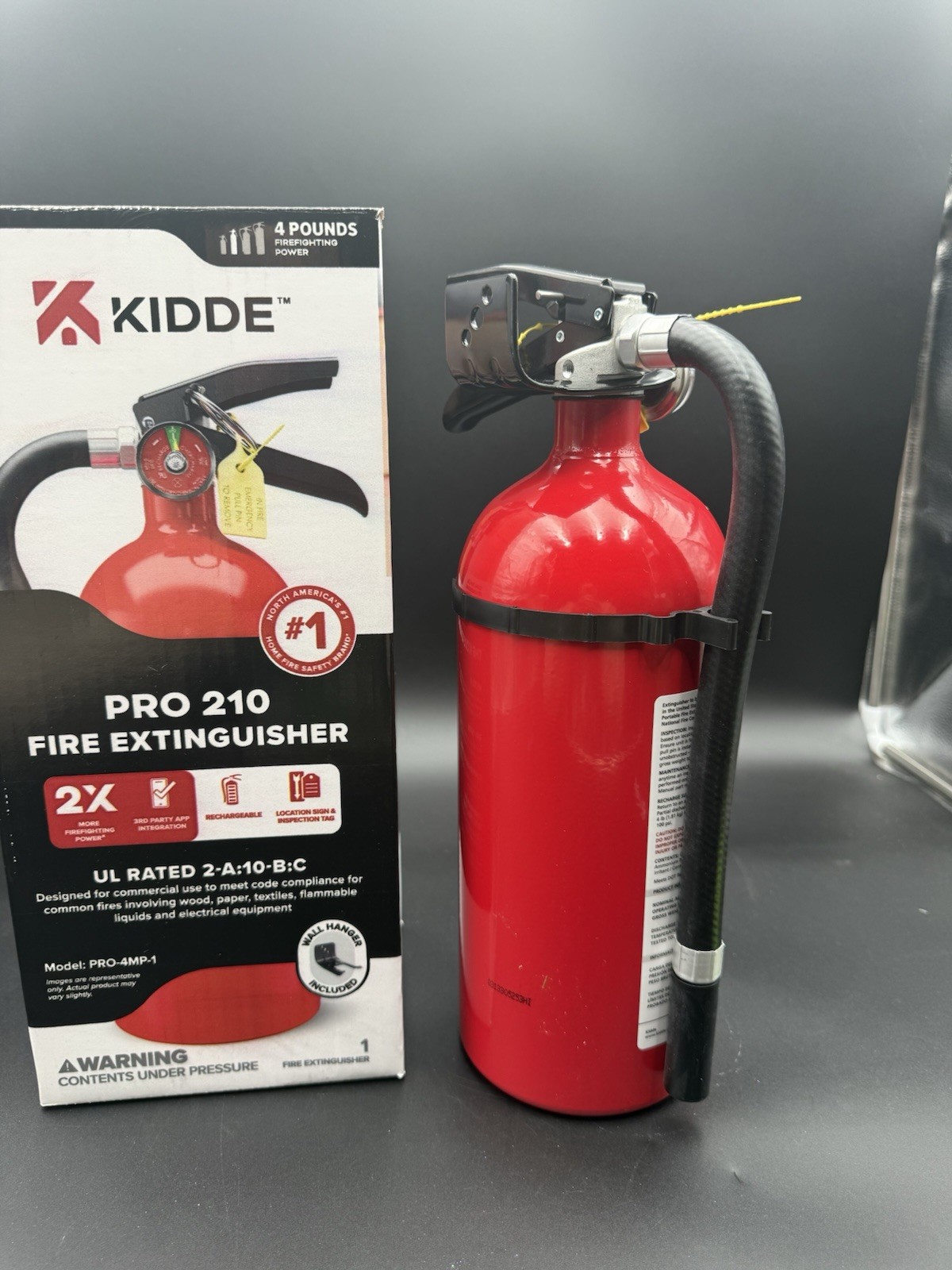 Kidde Pro 210 Fire Extinguisher, 4 lb Rechargeable Commercial Grade, Year 2026