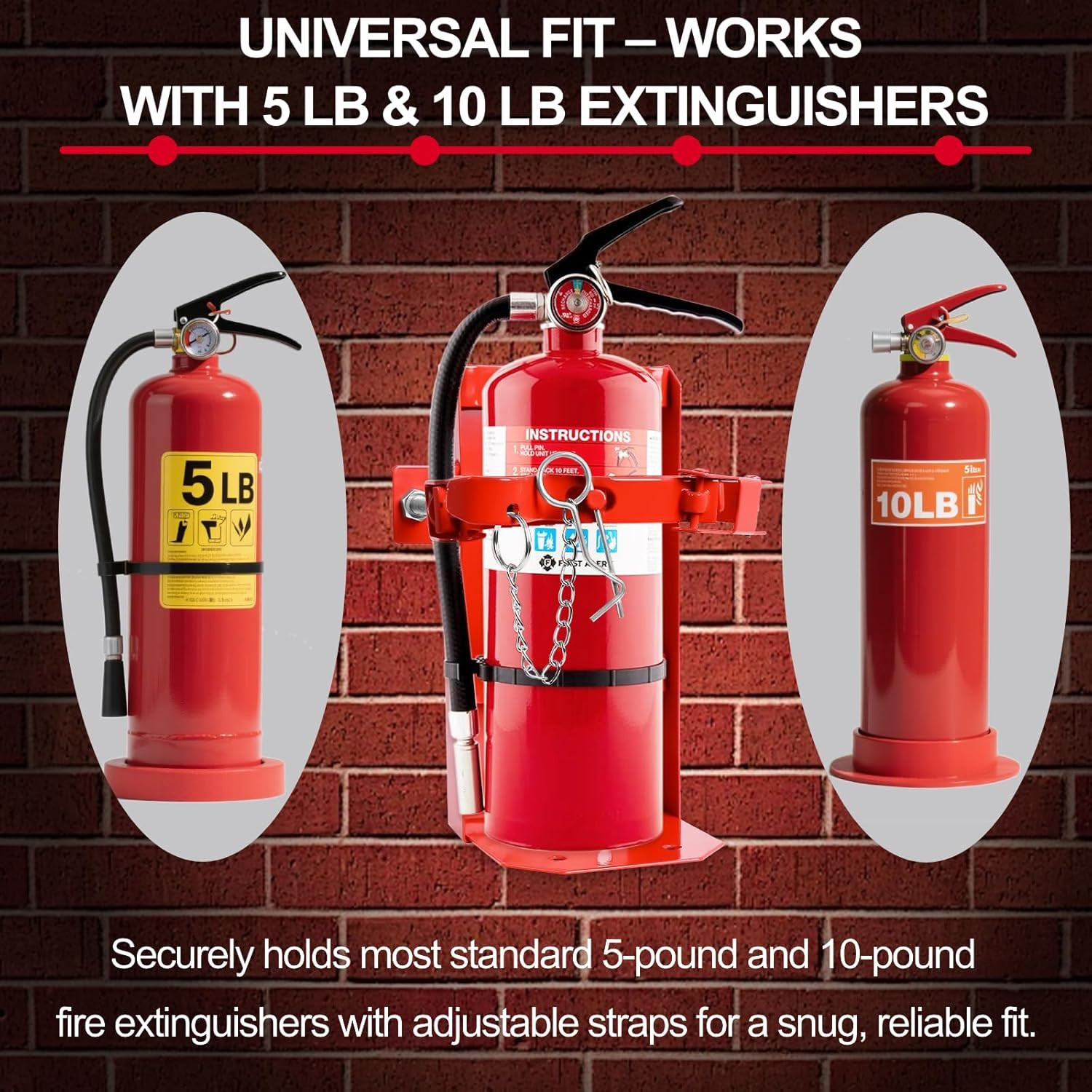 Fire Extinguisher Mount for 5 Lb & 10 Lb Extinguishers, Heavy Duty ST12 Steel Ho