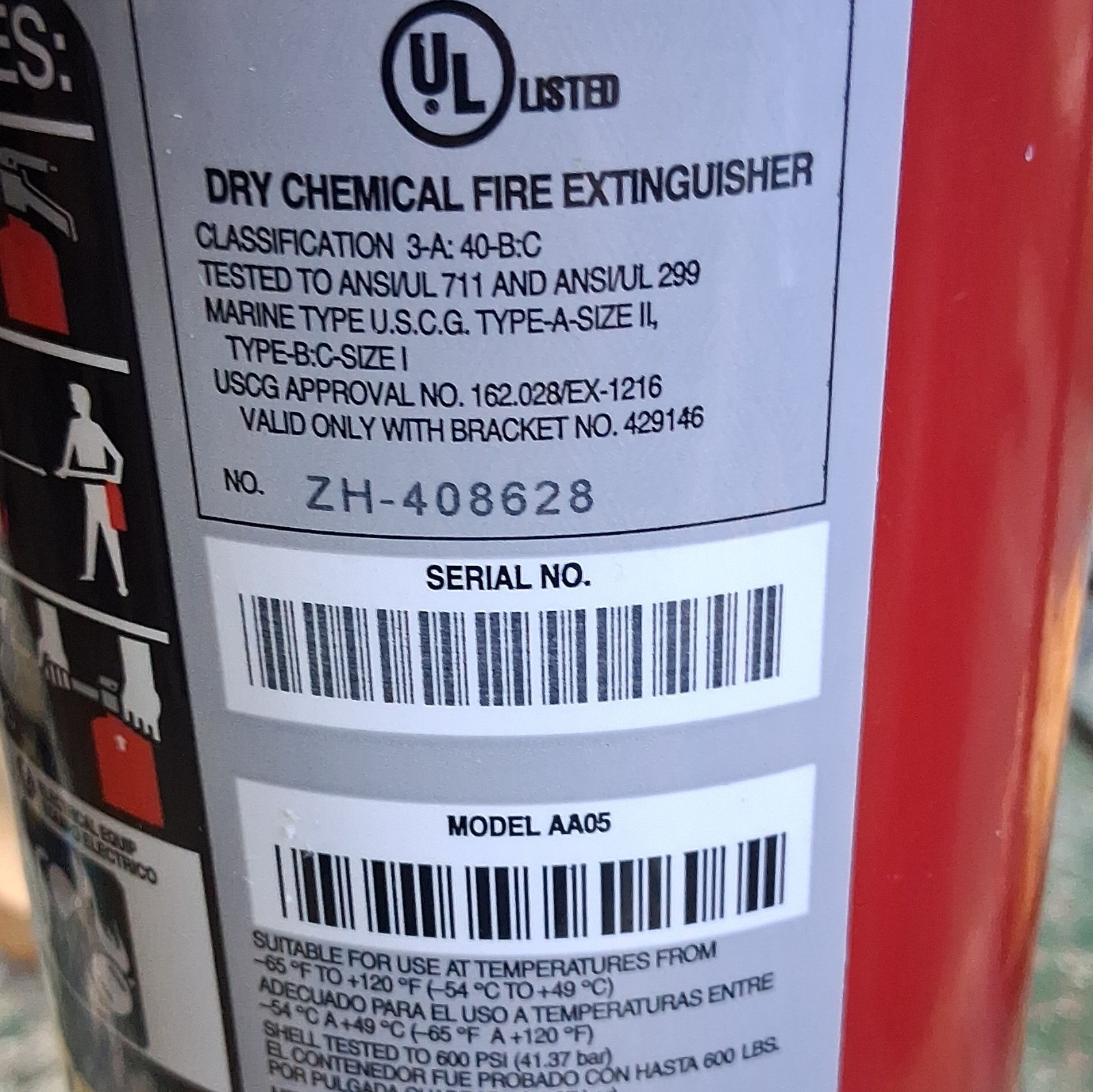 ANSUL Sentry AA05 Dry Chemical Fire Extinguisher Exp NOV 2020