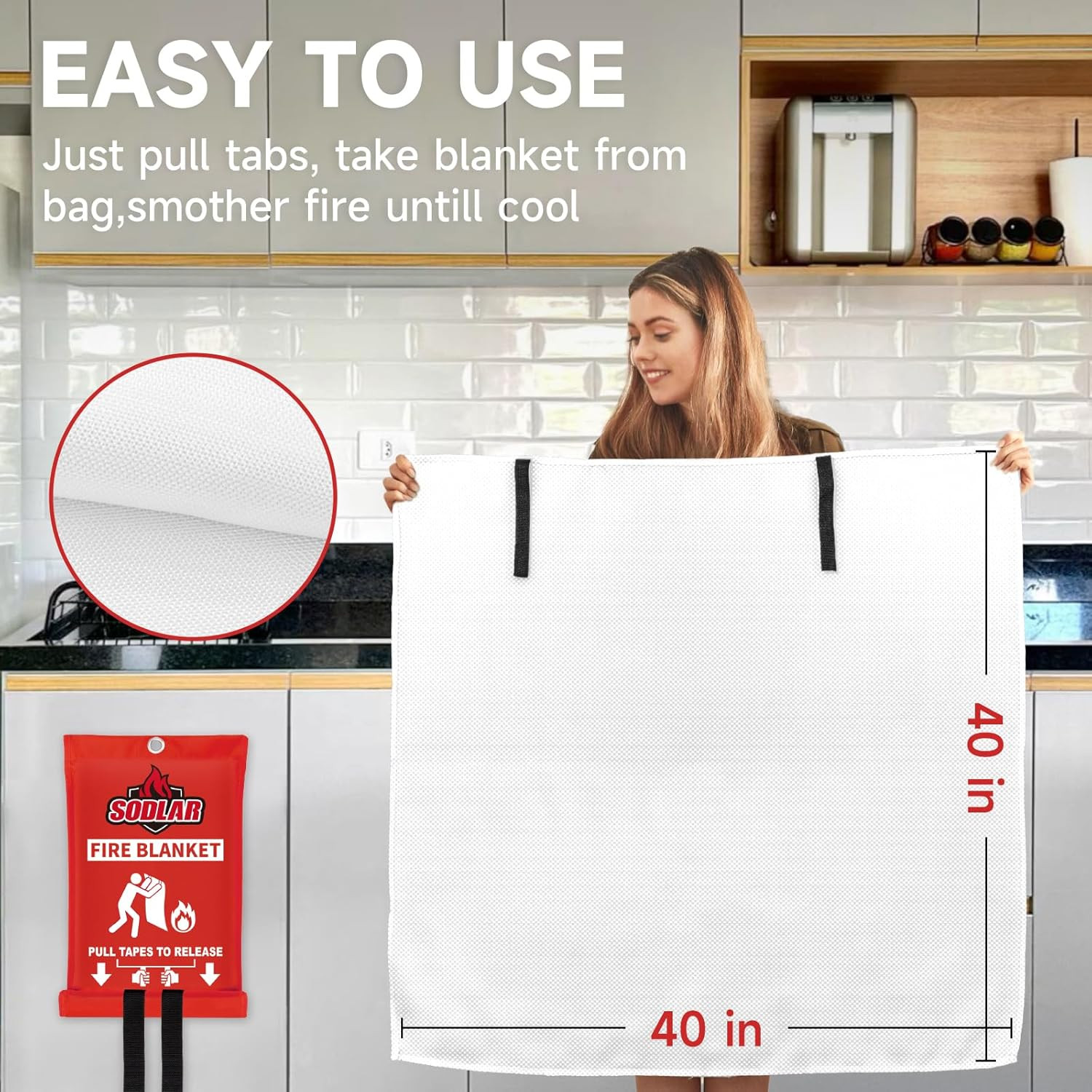 Fire Blanket Emergency for Home Kitchen – 40″X40″ Fireproof Safety Protection Fi