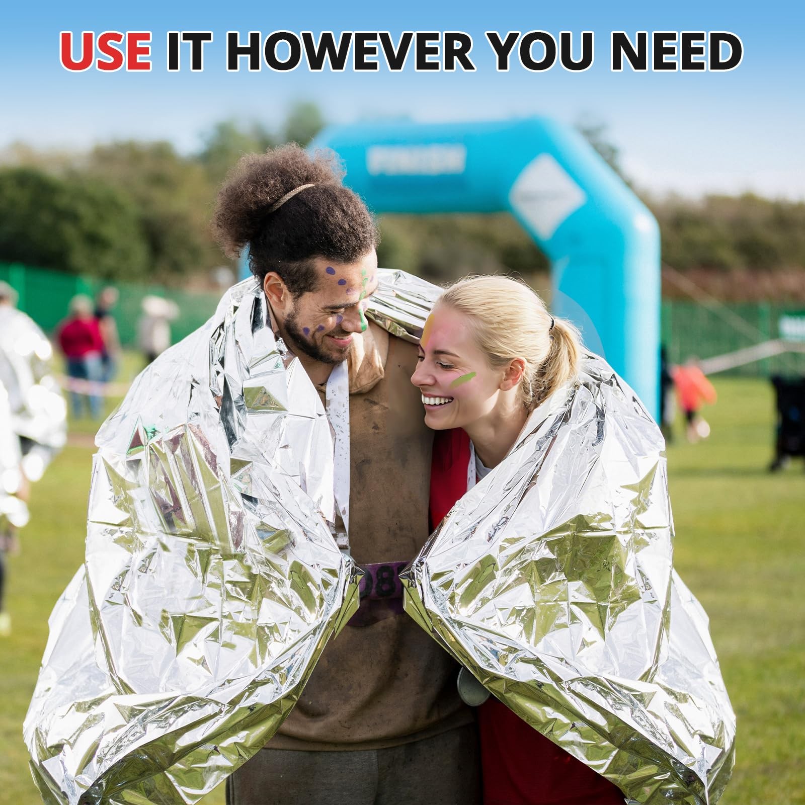 Emergency Thermal Blankets 25 Pack Extra Large 84×63 Mylar Space Survival Kit Ou