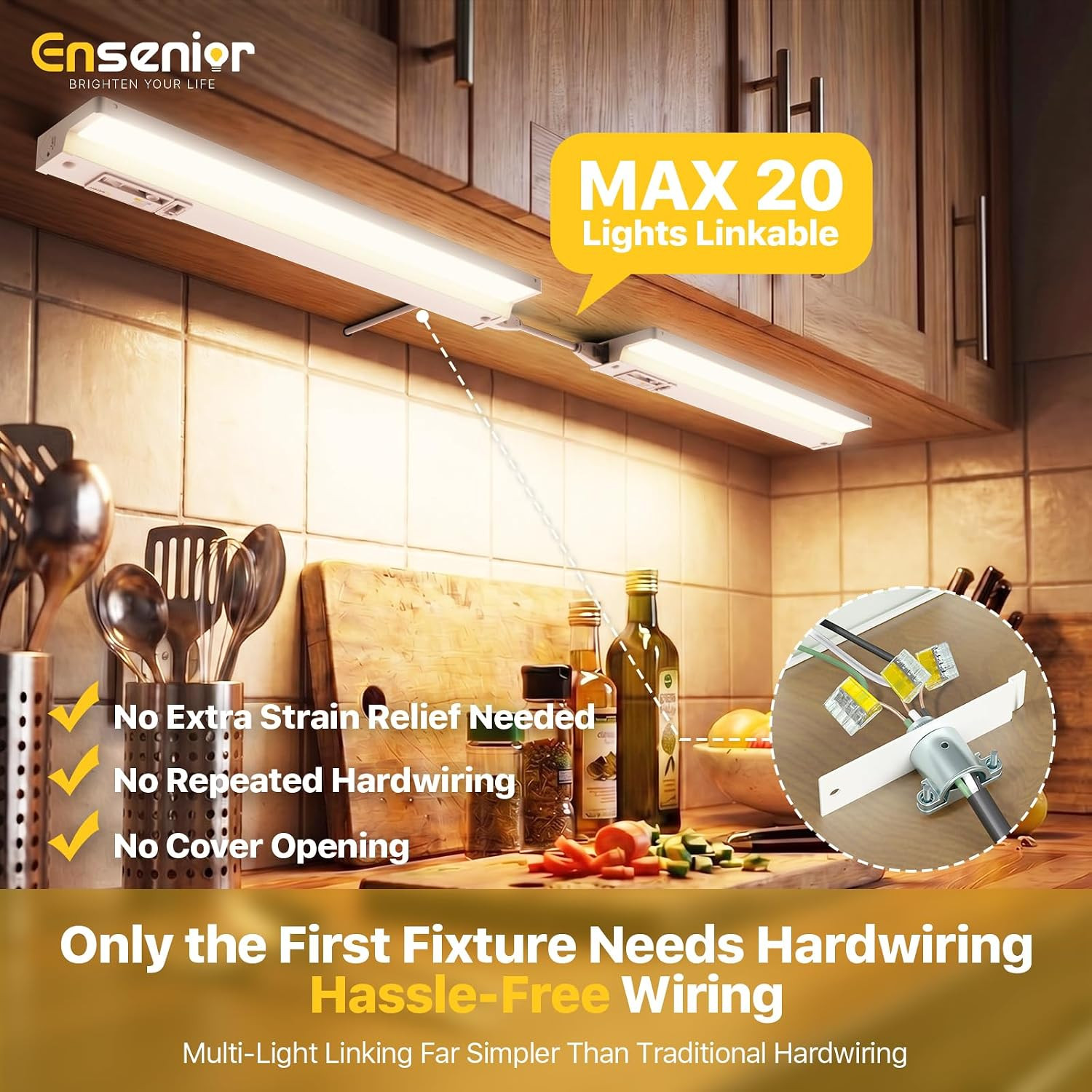 Hardwired under Cabinet Lighting, 24 Inch 14W under Cabinet Lights | Built-In Di