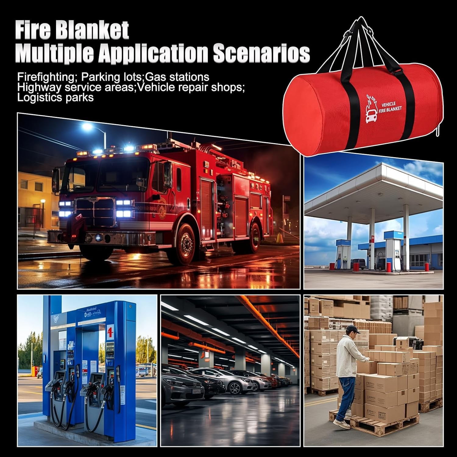 Large Fibreglass Vehicle Emergency Fire Blanket, Car Fire Suppression Blanket