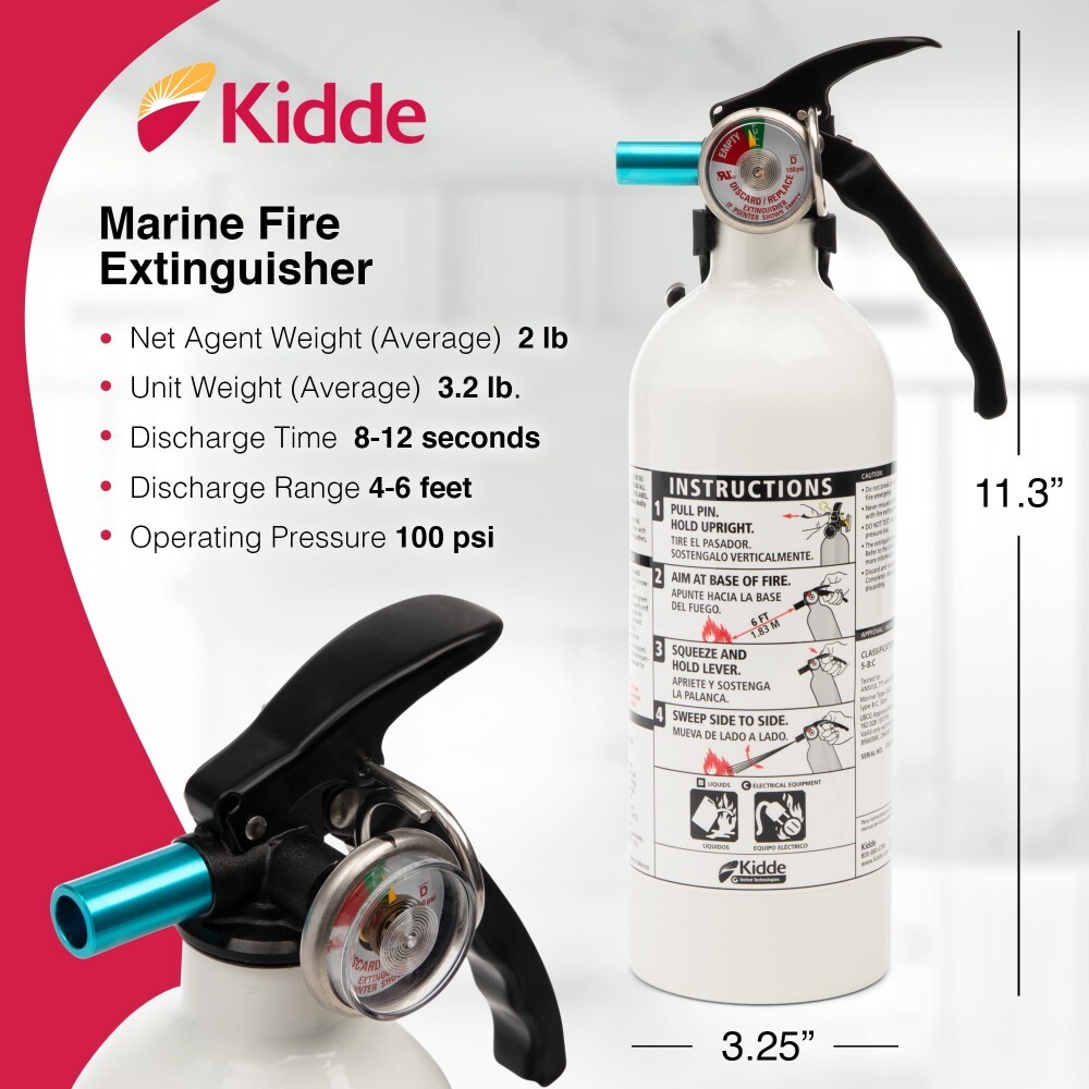 Kidde • Auto/Marine Fire Extinguisher • 3lb Dry Chemical • Car/Truck/Boat
