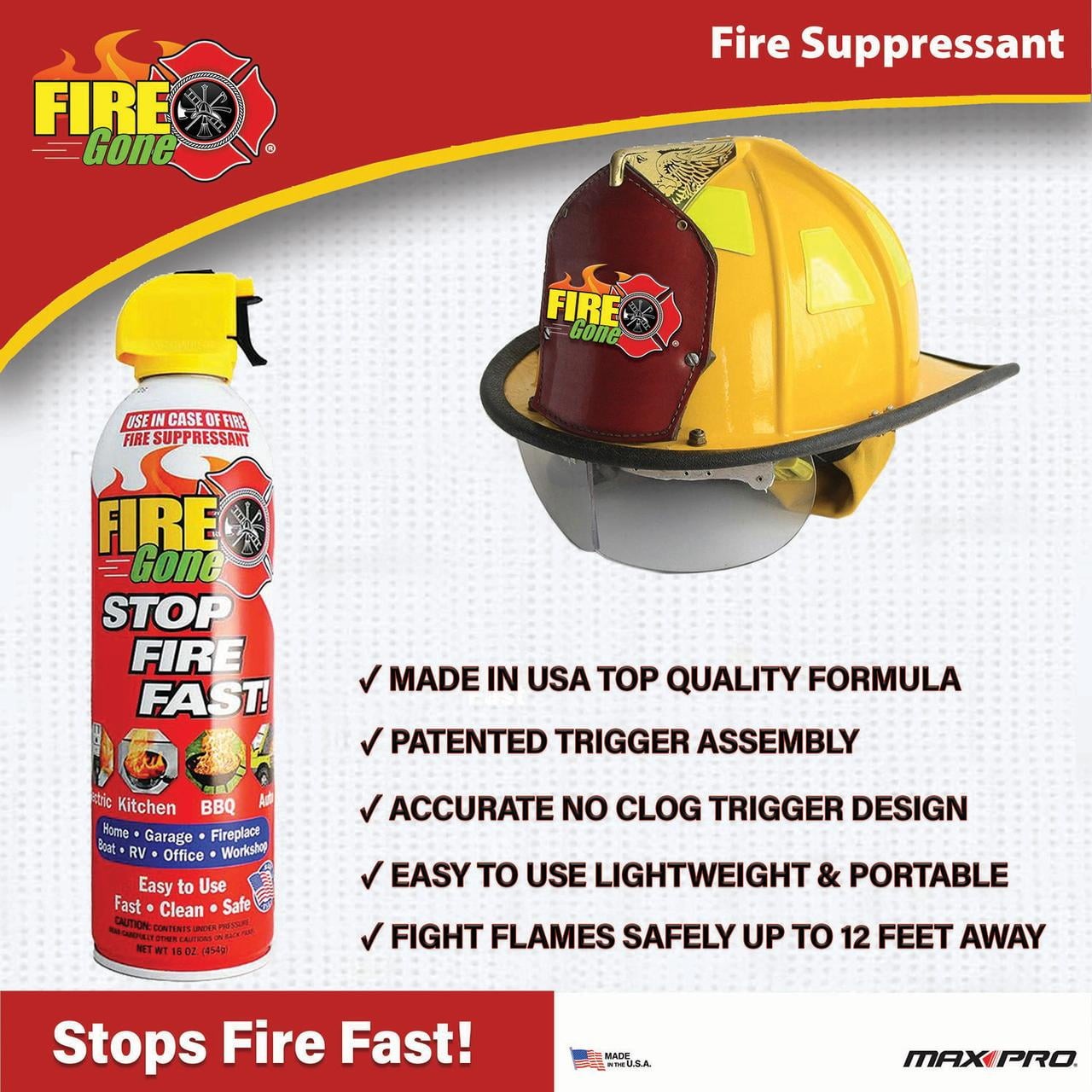 (2 pack) Fire Gone 16 oz Fire Extinguishing Spray -Aerosol Can-FFF-Foaming Agent
