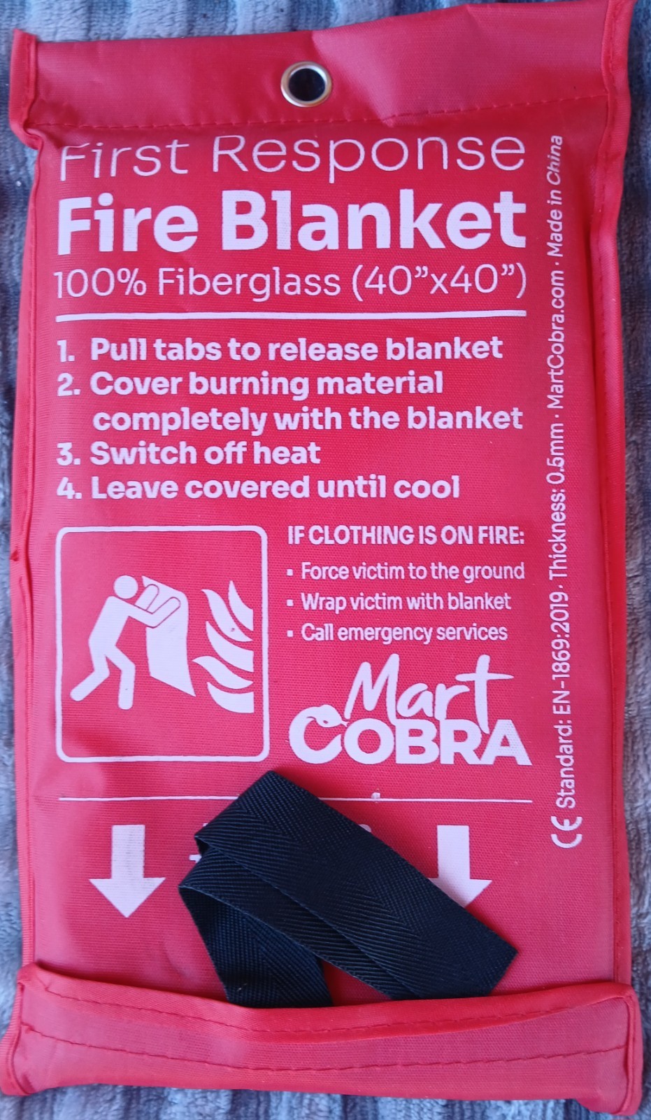 Mart Cobra Emergency Fire Blanket-1 Pk.-40″x40″-Suppression Shield-NEW
