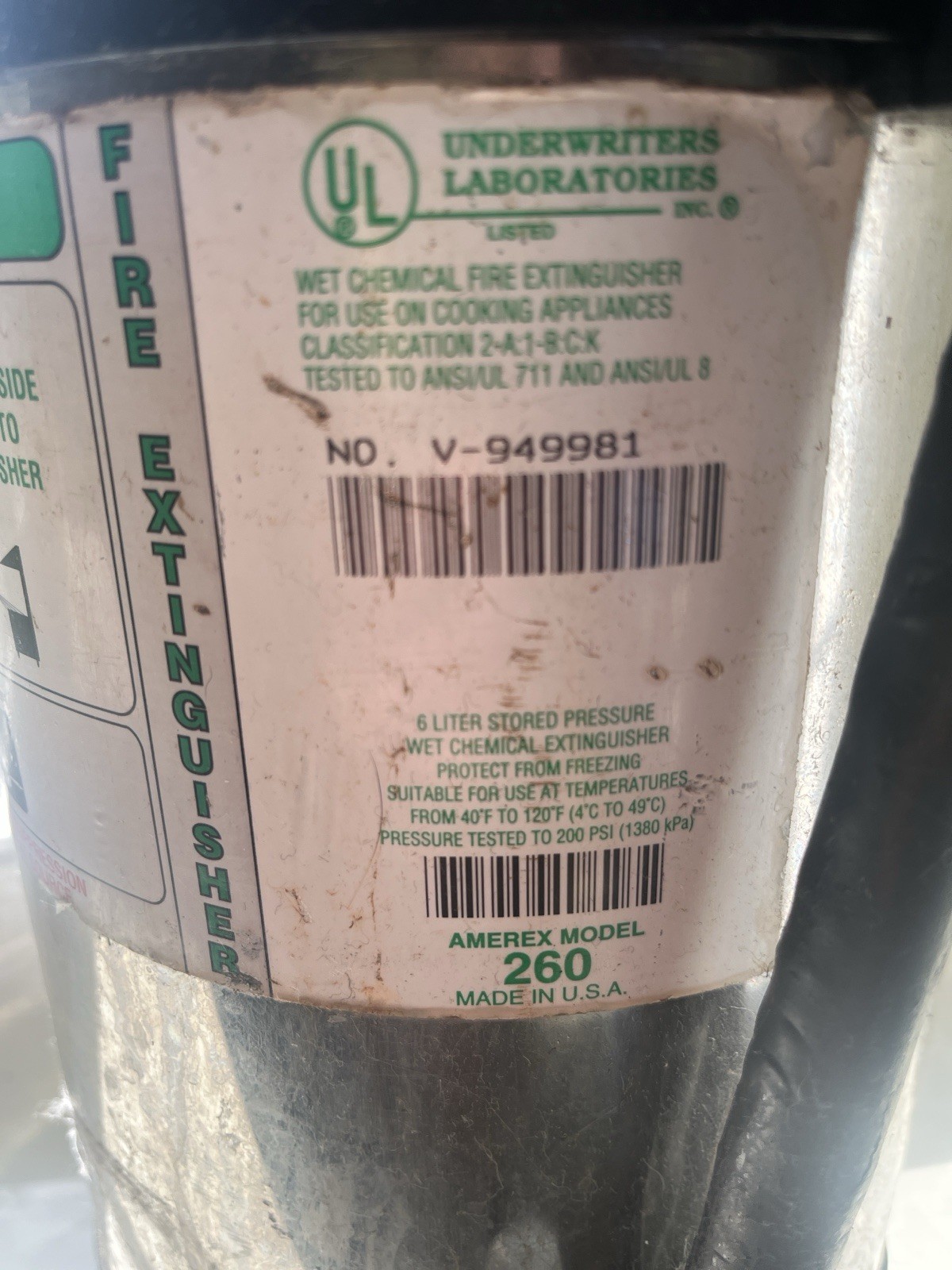 Amerex 260 6 Liter Chemical Eating
