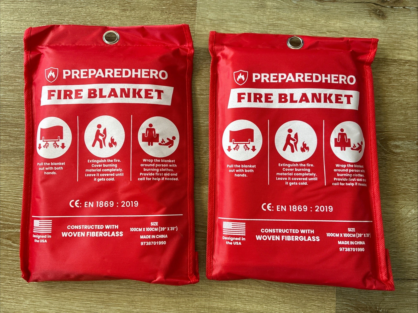 Prepared Hero Emergency Fire Blanket – 2 Pack – Fire Suppression for Kitchen