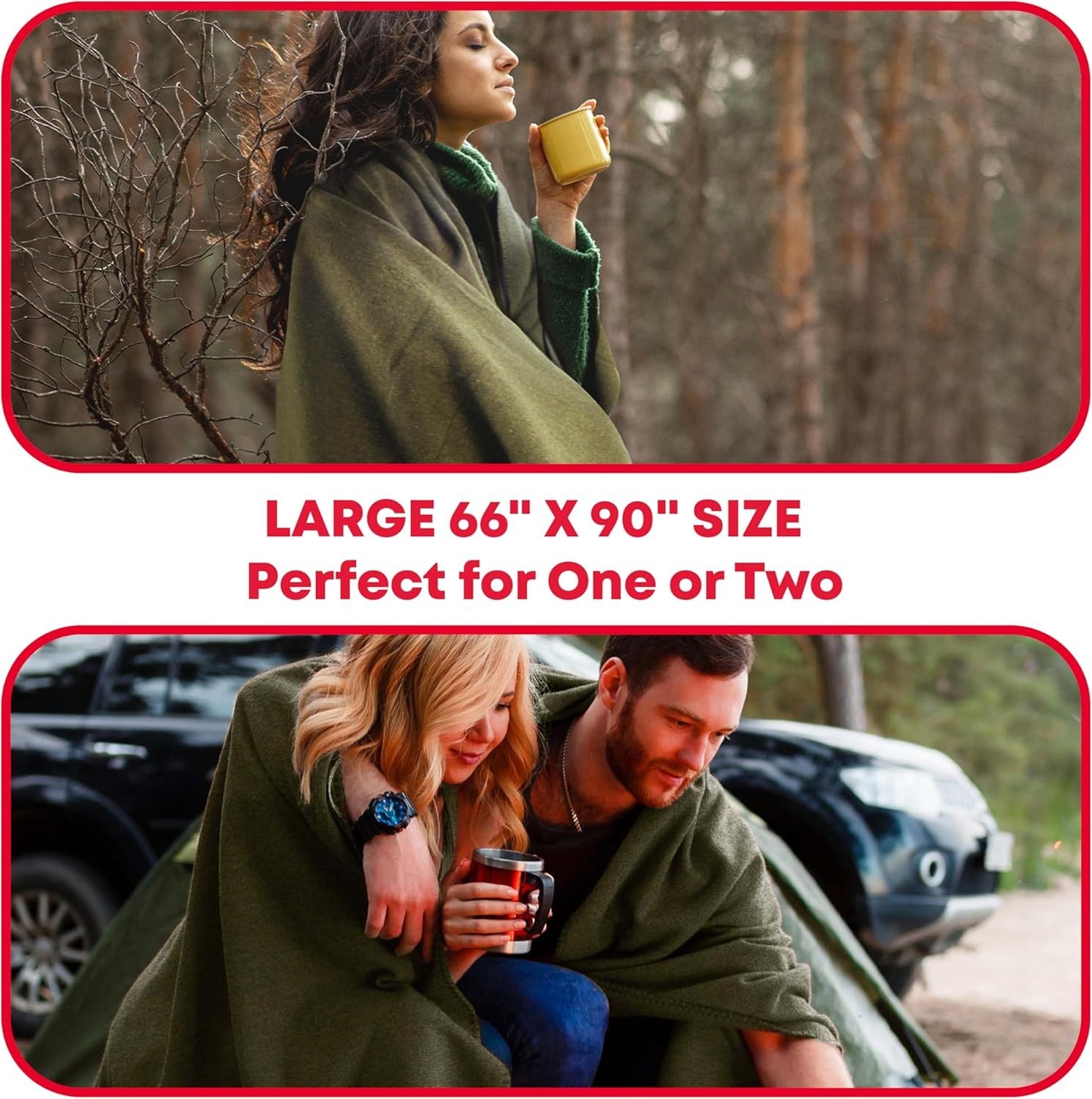 Fire Retardant Olive Drab Green Emergency Blanket – 66″ x 90″ Outdoor Warmth